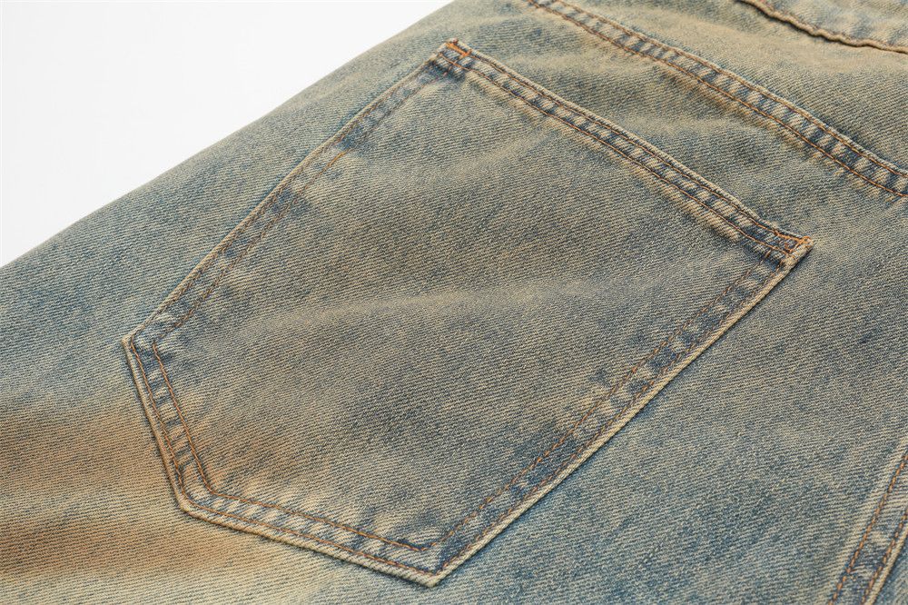 Japanese Brand × Jean Men's punk wide-leg straight washed distressed dirty jeans Size US 32 / EU 48 - 4 Thumbnail