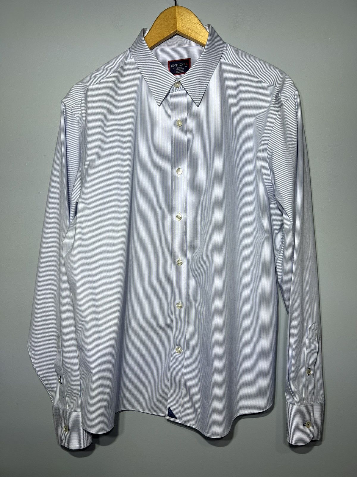 UNTUCKit Untuckit Shirt Mens Large Button Up Blue And White Striped Size US L / EU 52-54 / 3 - 2 Thumbnail