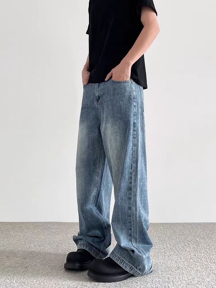 Japanese Brand × Jean Vintage washed baggy straight leg wide leg jeans Size US 33 - 5 Thumbnail