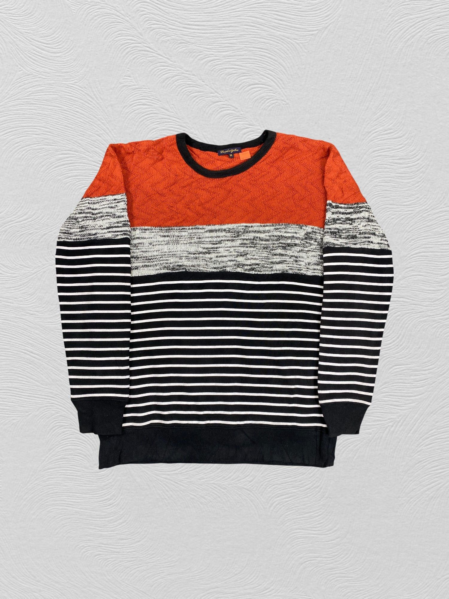 Japanese Brand Vintage Purple & Yellow Stripe Sweatshirt - SW042 Size US M / EU 48-50 / 2 - 1 Thumbnail