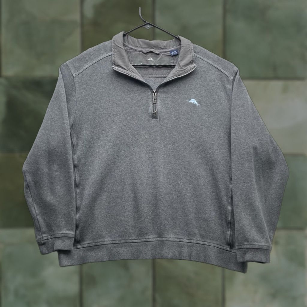 Tommy Bahama Tommy Bahama Sweater Mens XL Gray Knit Pullover 1/4 Zip Golf Preppy Classic Shirt Adults Size US XL / EU 56 / 4 - 1 Thumbnail