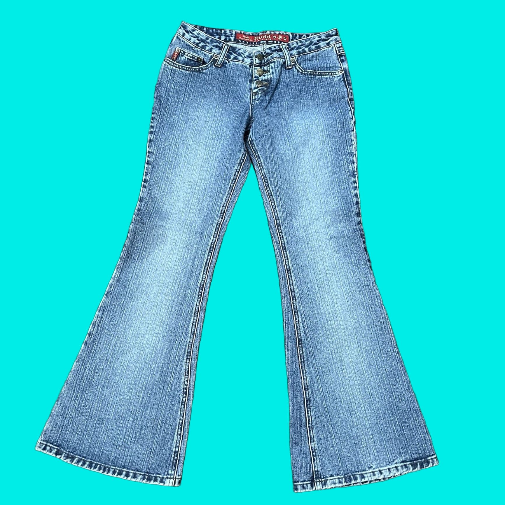 VINTAGE Mudd Y2K Blue Denim Flared Jeans Size Women 90s Retro