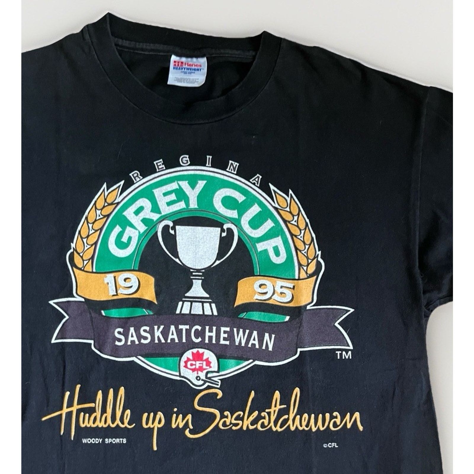 Hanes Vintage 1995 Grey Cup CFL Graphic T-Shirt SS Black L Size US L / EU 52-54 / 3 - 2 Thumbnail