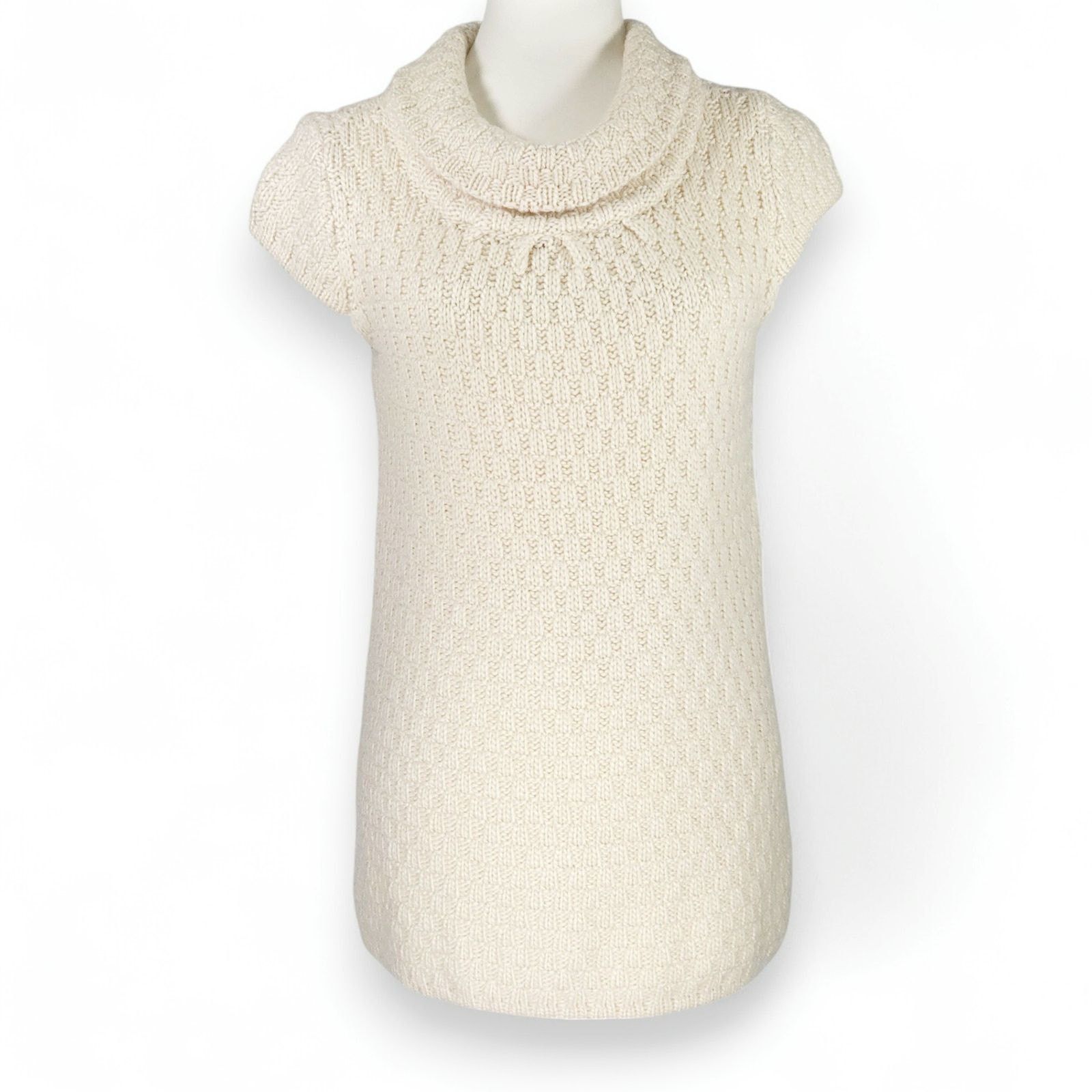Willi Smith EUC Willi Smith Cowl-Neck Sweater Sz. S Cream Textured Knit Size S / US 4 / IT 40 - 2 Thumbnail