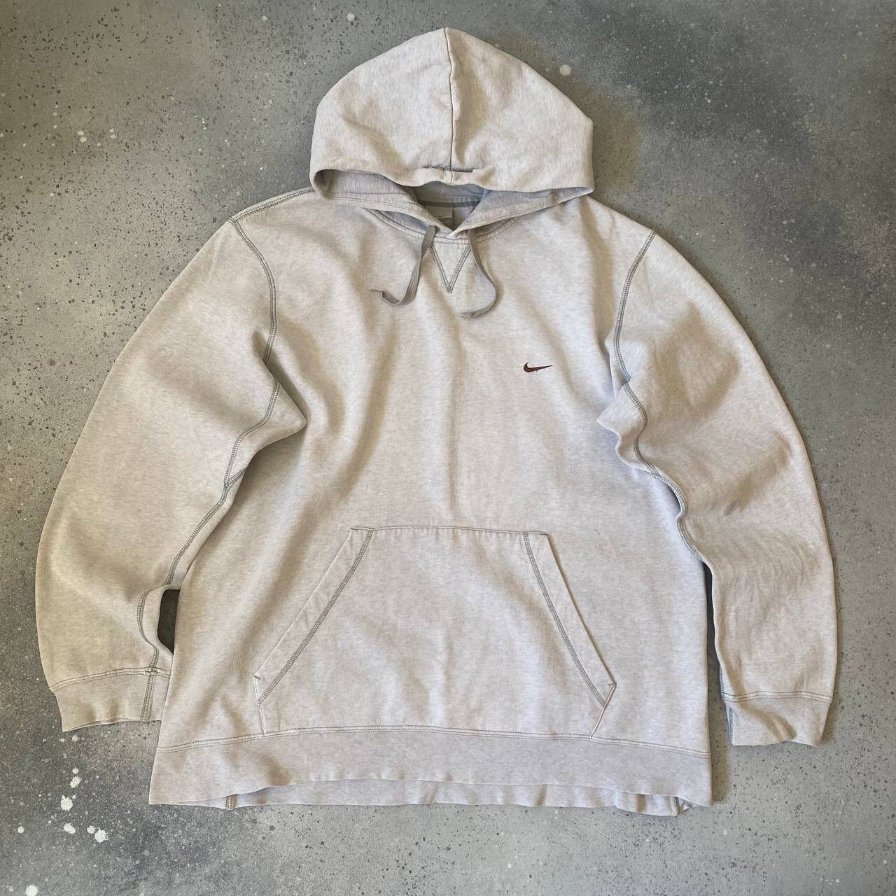Nike × Vintage 90s Nike Vintage Swoosh Logo Hoodie (Drill/Gorpcore) Y2K Size US L / EU 52-54 / 3 - 1 Thumbnail