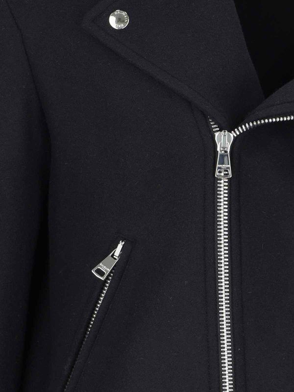 o1s1wg111025 Biker Jacket In Felted Wool in Black