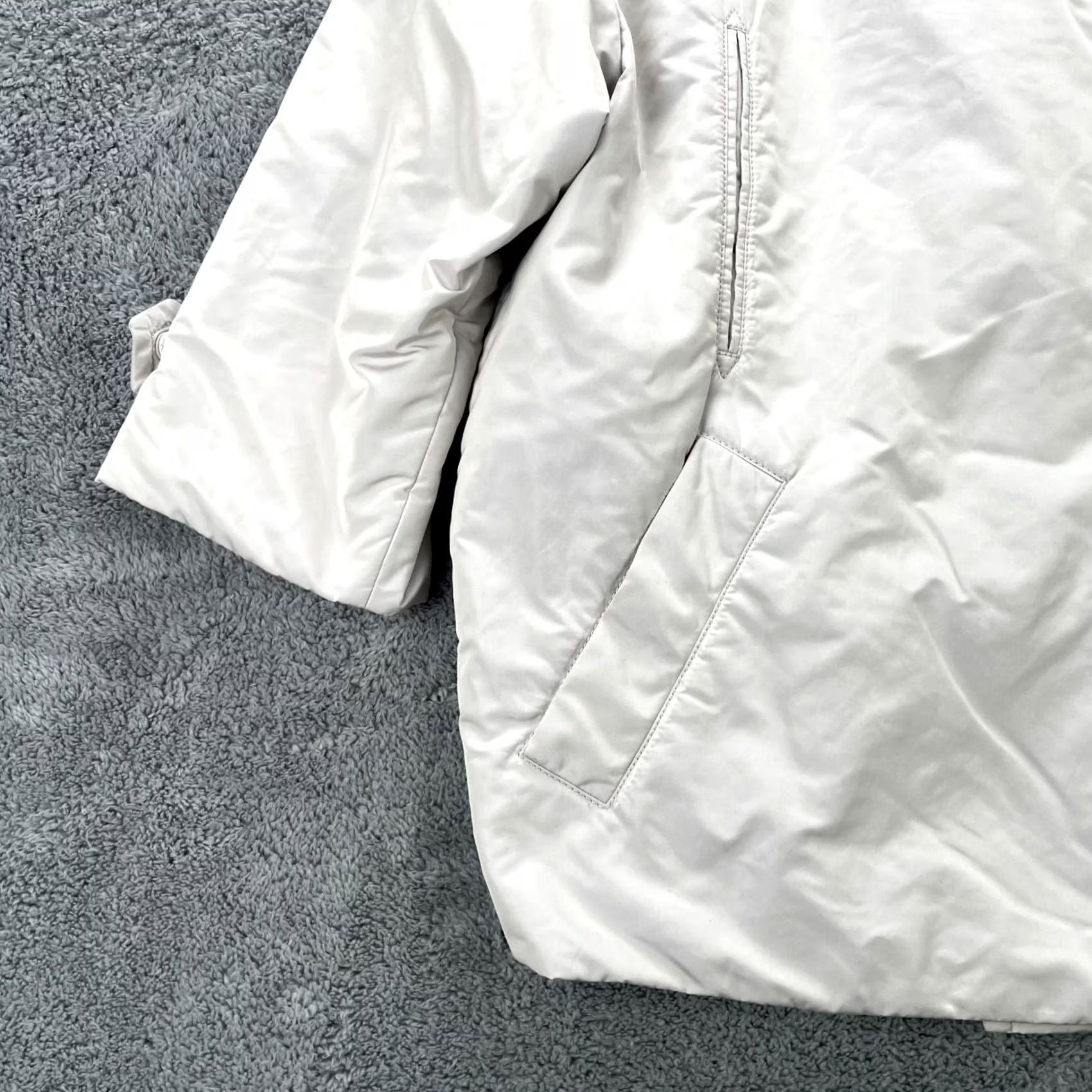 Brunello Cucinelli Brunello Cucinelli Jacket Womens XL White Silk Blend Hooded Removable Hood Parka Short Sleeve Long Sleeve Snap Closure Satin Lining Silk Size XL / US 12-14 / IT 48-50 - 3 Thumbnail