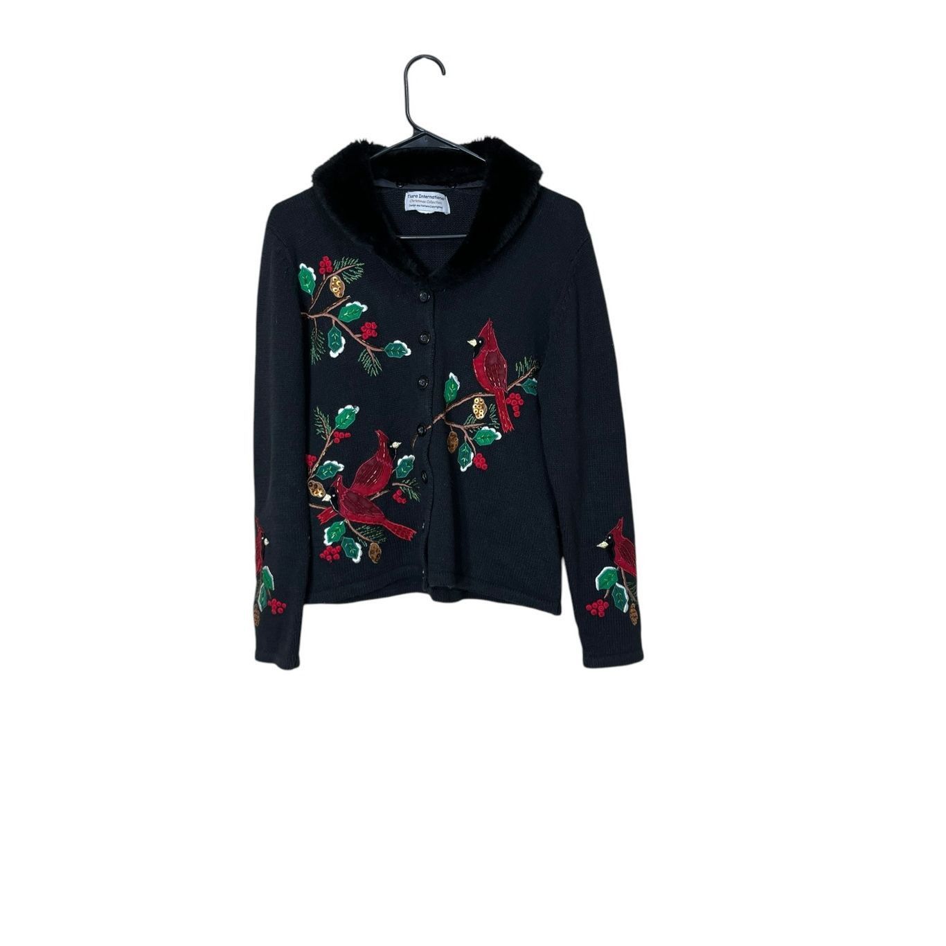 Other Vintage Tiara International Cardigan Sweater Cardinal Fur Collar Size Medium Size M / US 6-8 / IT 42-44 - 1 Thumbnail