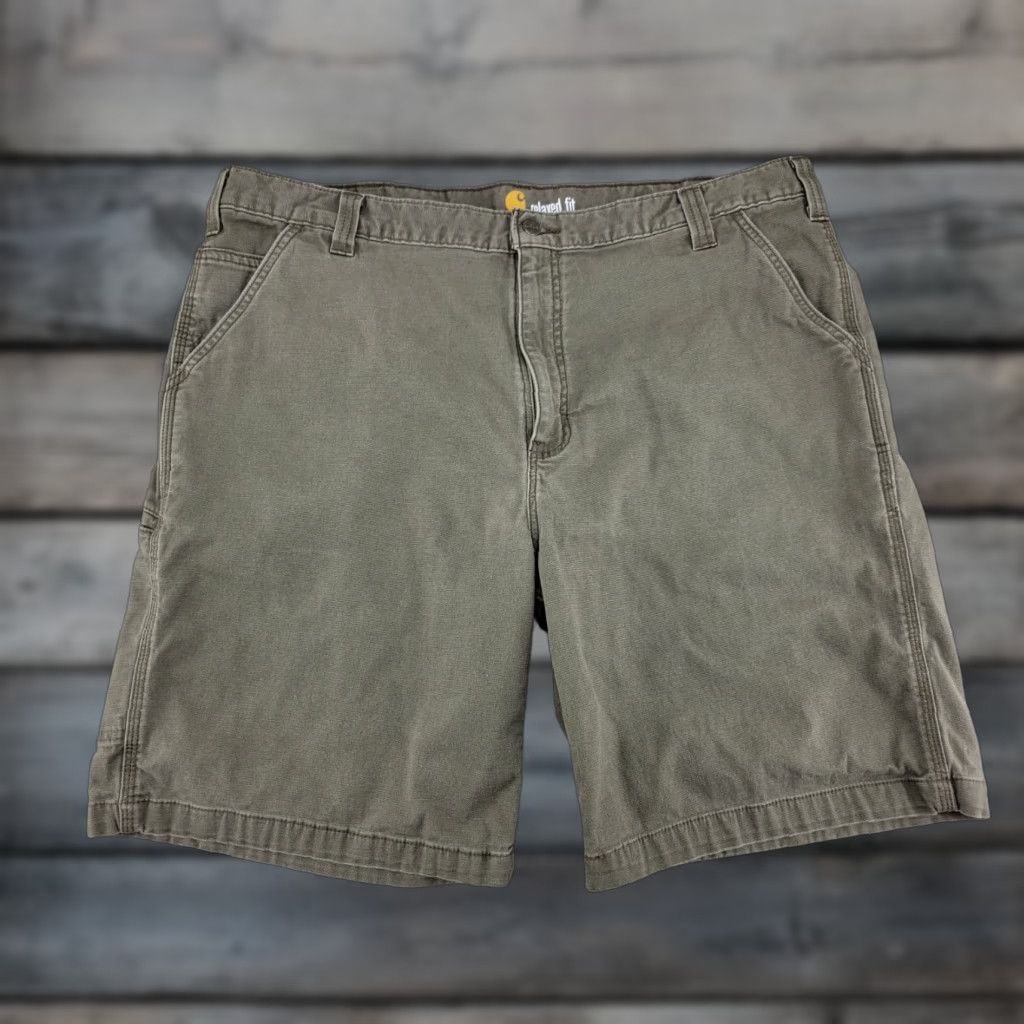 Carhartt VINTAGE Carhartt Relaxed Fit Canvas Shorts 42 Cargo Workwear Mens Green 21" Flat Across 9.5" Inseam 13" Leg Opening Cotton Canvas 102514-217 Size US 42 / EU 58 - 1 Thumbnail