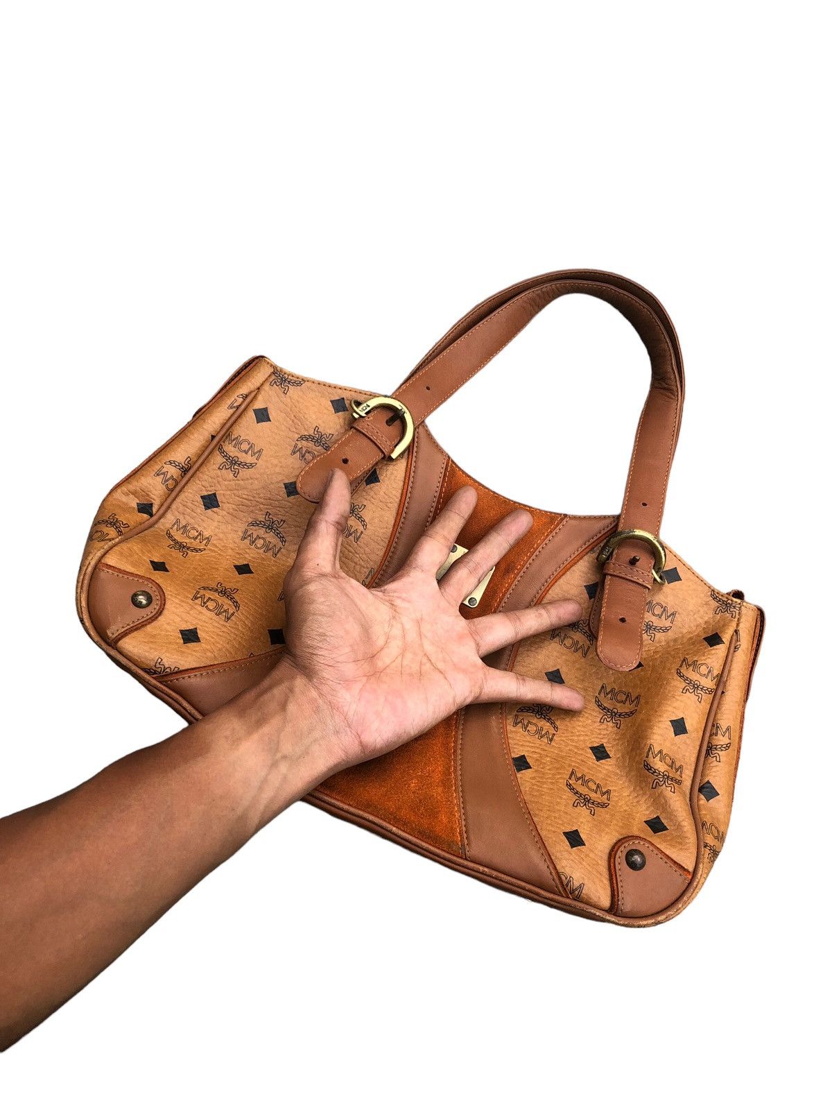 MCM Authentic MCM Visetos Vtg Brown Leather Monogram Tote Bag Size ONE SIZE - 9 Thumbnail