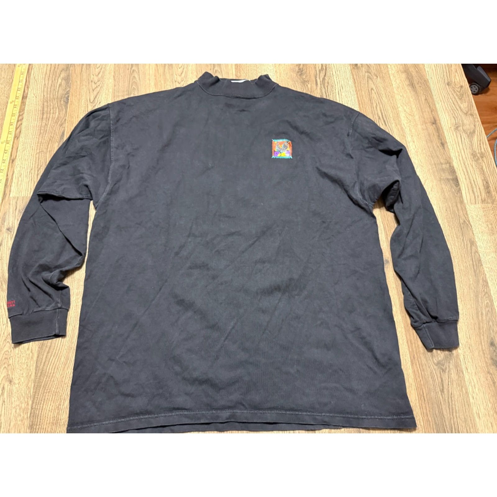 Vintage Santee Hvvwt Shirt Men XL Black Long Sleeve Rooster Mock Neck Shirt Size US XL / EU 56 / 4 - 2 Thumbnail
