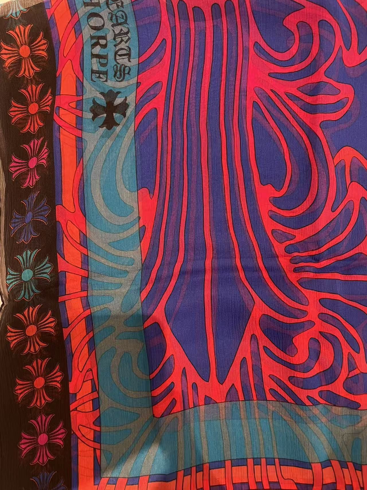 Chrome Hearts Chrome Hearts Mapplethorpe Multi-Color Cross Blue Silk Scarf Size ONE SIZE - 7 Thumbnail