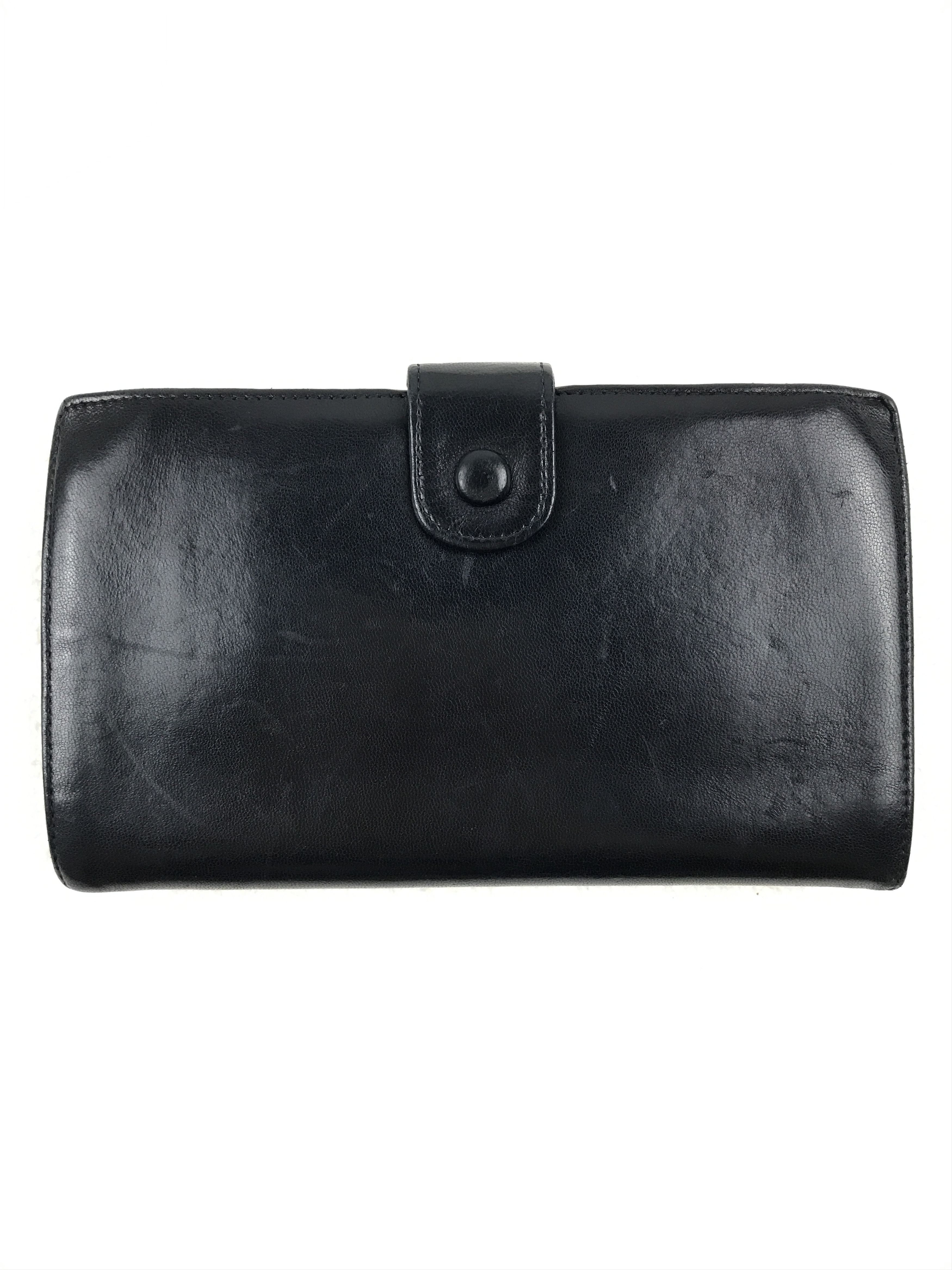 Chanel × Vintage Chanel Classic Black Lambskin Big CC Logo Bifold Long Wallet Size ONE SIZE - 6 Thumbnail