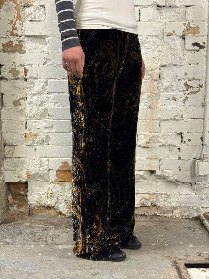 Roberto Cavalli 2000s Cavalli Velvet Dark Orange Pants Size 28" / US 6 / IT 42 - 3 Thumbnail