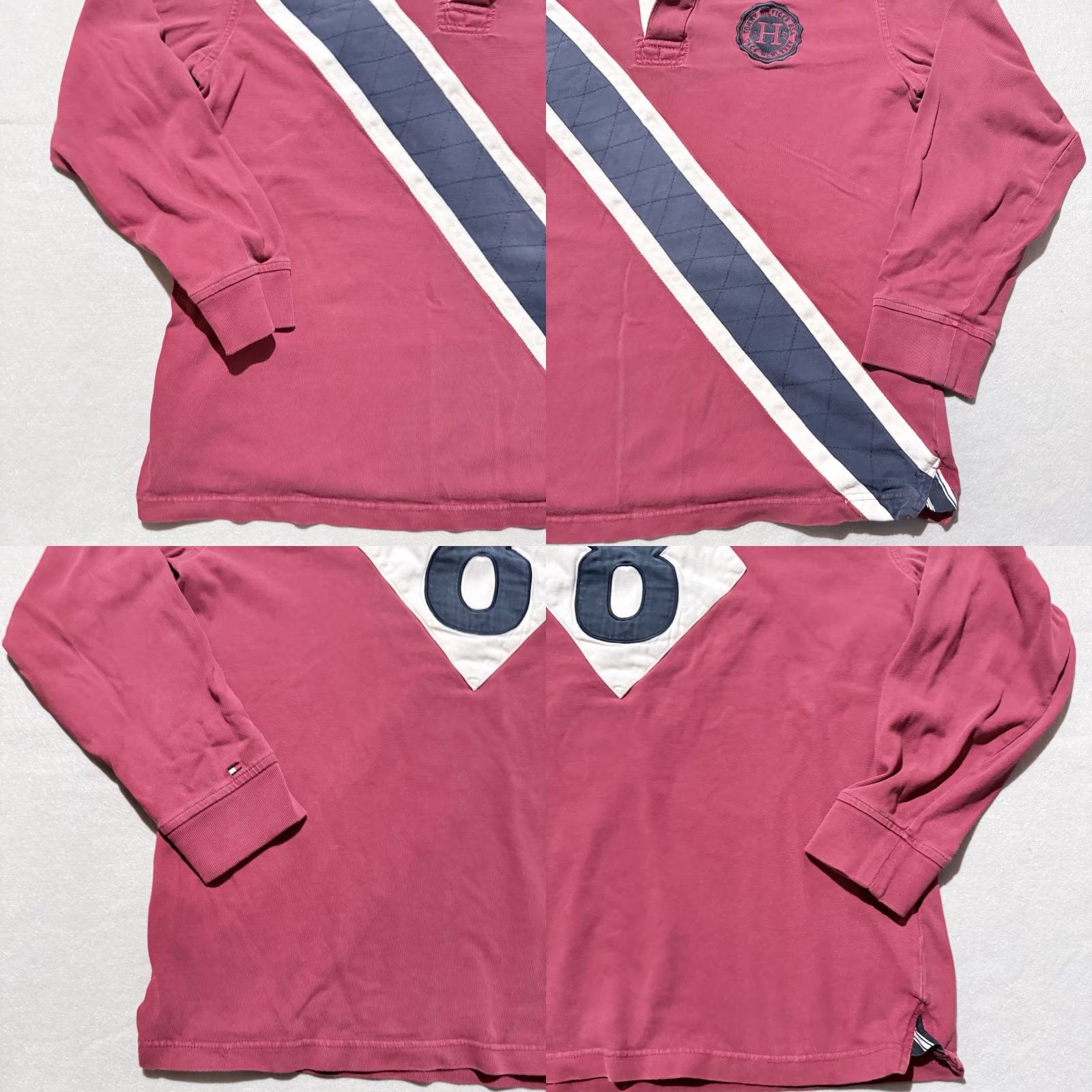 Tommy Hilfiger VINTAGE Tommy Hilfiger Polo Rugby Shirt Red Navy Long Sleeve Large Shirt Men Classic Baseball/ Rugby? Size US L / EU 52-54 / 3 - 8 Thumbnail