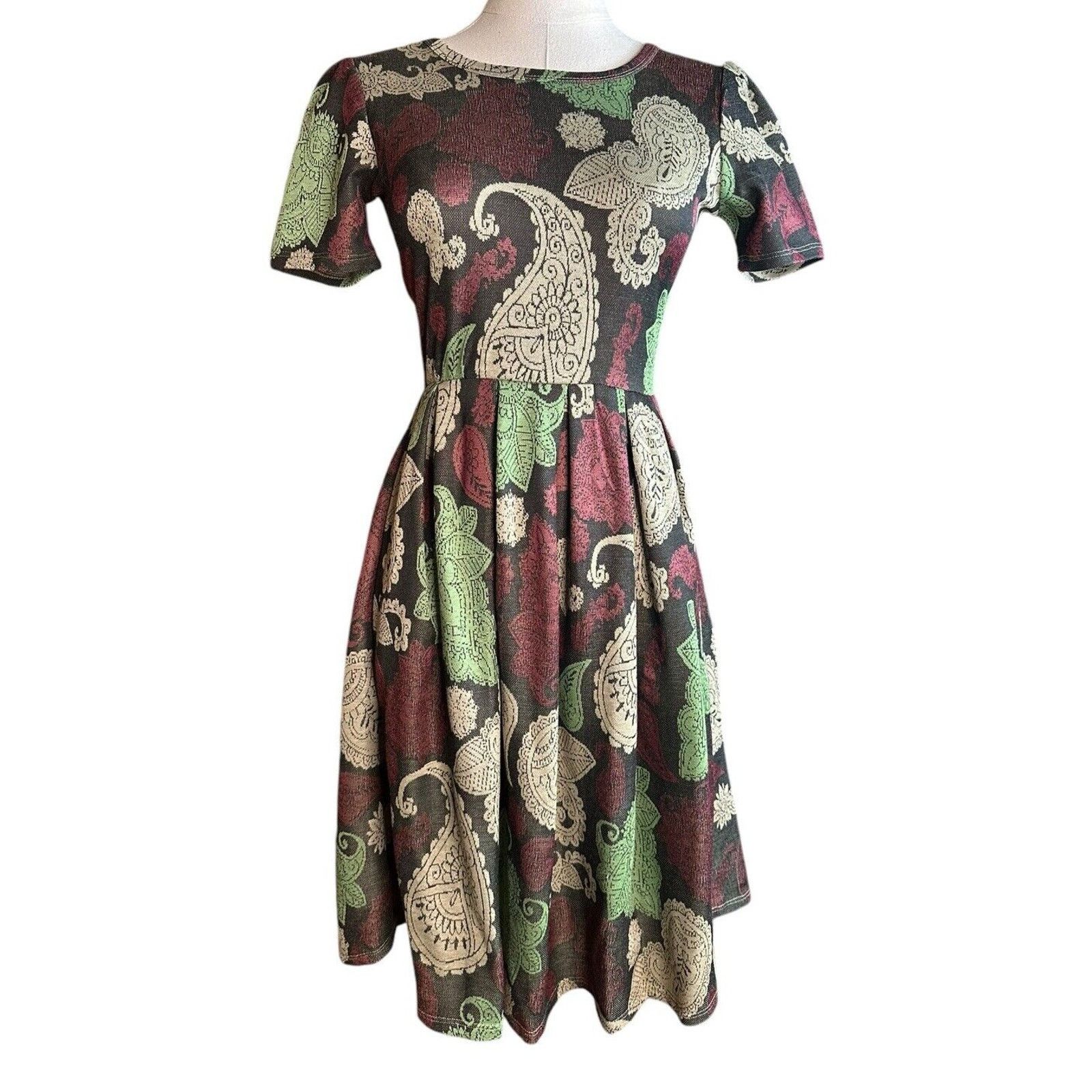 Other LULAROE Paisley Pleated Red A-Line Amelia Dress Pockets XS | Grailed