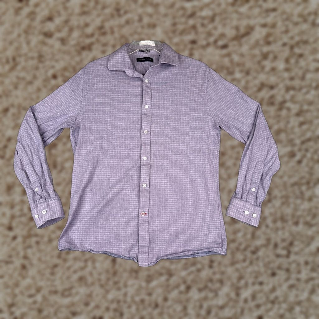 Tommy Hilfiger Tommy Hilfiger Shirt Men 15.5 Purple Plaid Button Cotton Long Sleeve Slim Fit | Button-Up | Classic Casual Wear Size US M / EU 48-50 / 2 - 1 Thumbnail