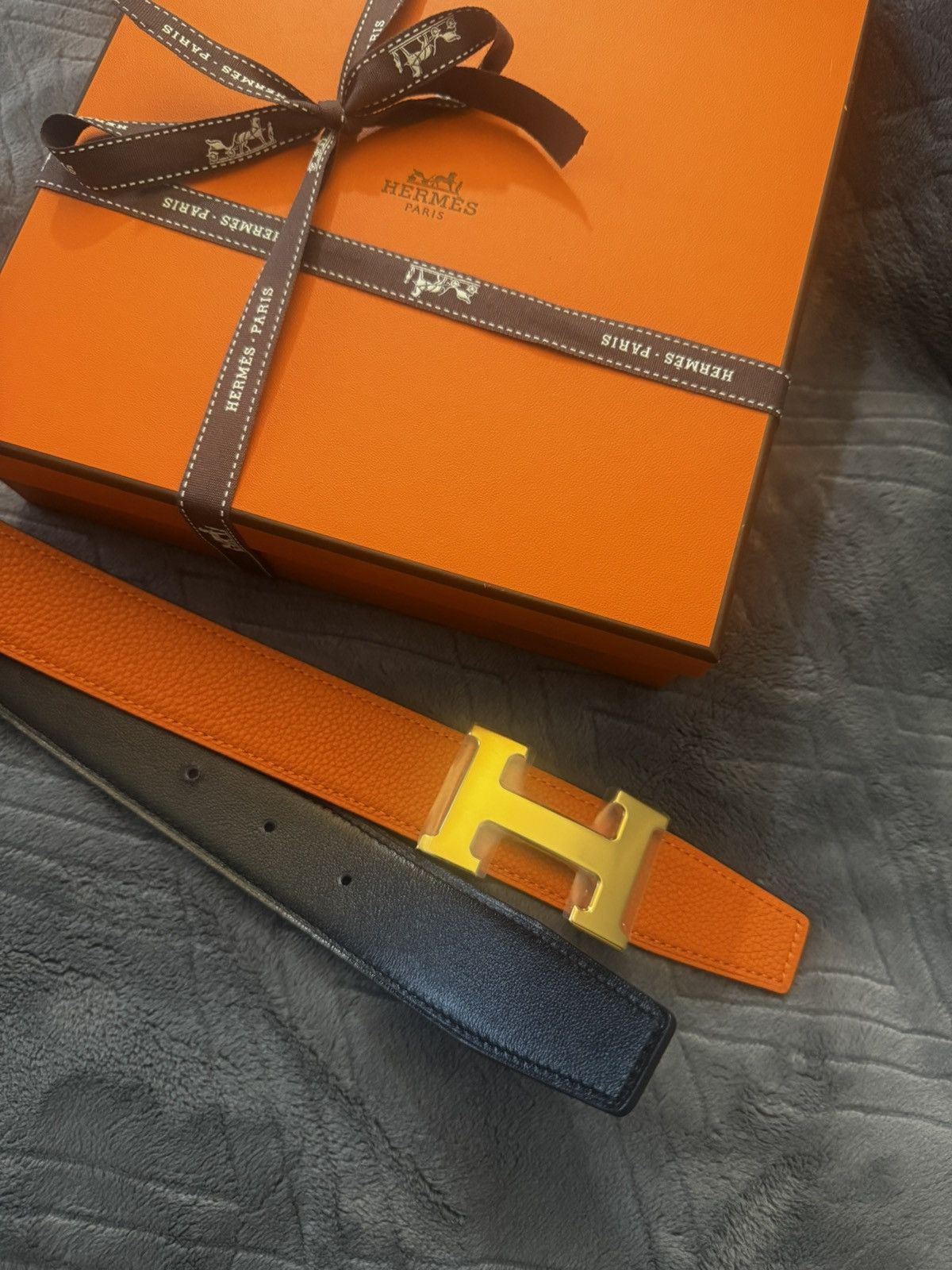 Hermes Hermes classic orange belt with H buckle Size ONE SIZE - 1 Thumbnail