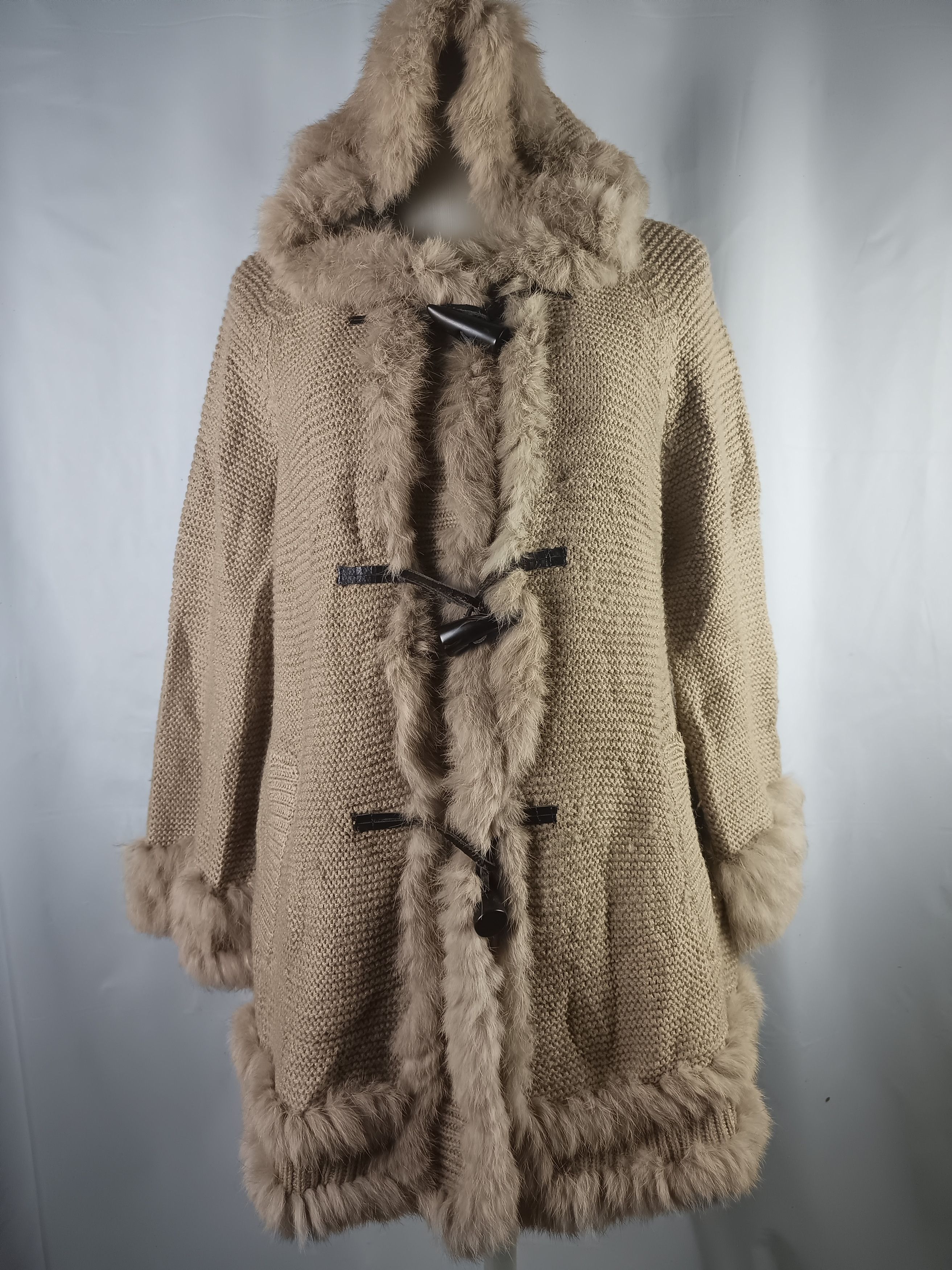 Designer × Japanese Brand VICKY Faux Fur Knit Toggle Jacket Size L / US 10 / IT 46 - 2 Thumbnail