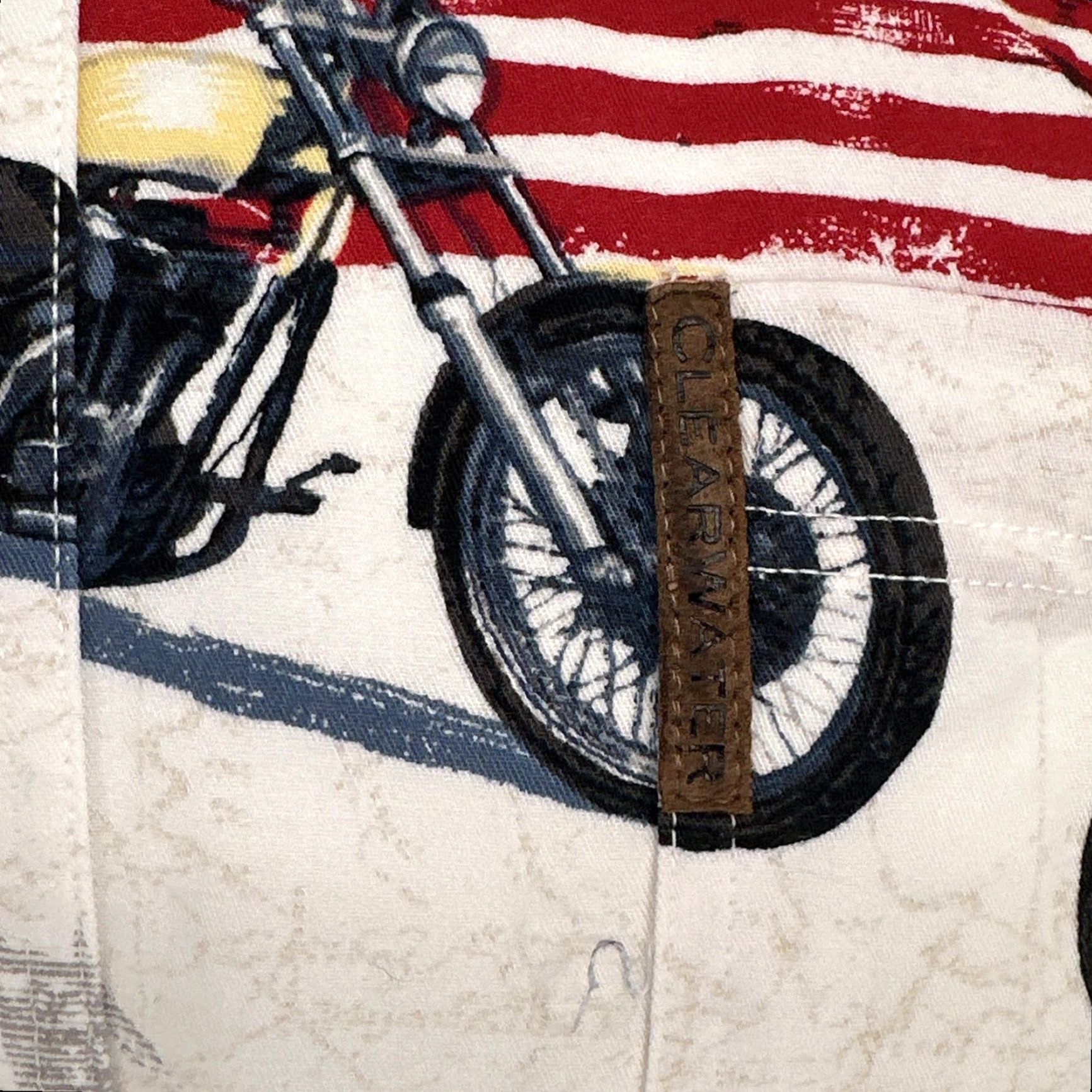 Vintage Clearwater Outfitters Shirt Mens Large White USA Flag Motorcycle Print Patriotic Size US L / EU 52-54 / 3 - 3 Thumbnail