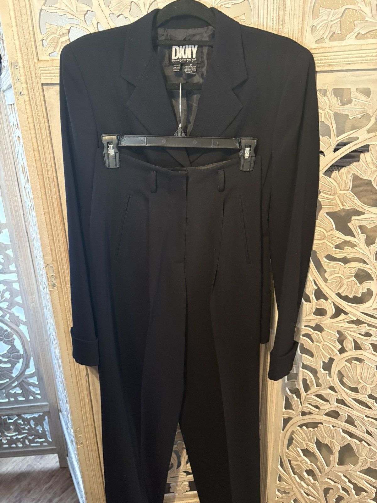 DKNY × Vintage Vintage DKNY 100% Wool Pant Suit Size M / US 6-8 / IT 42-44 - 2 Thumbnail
