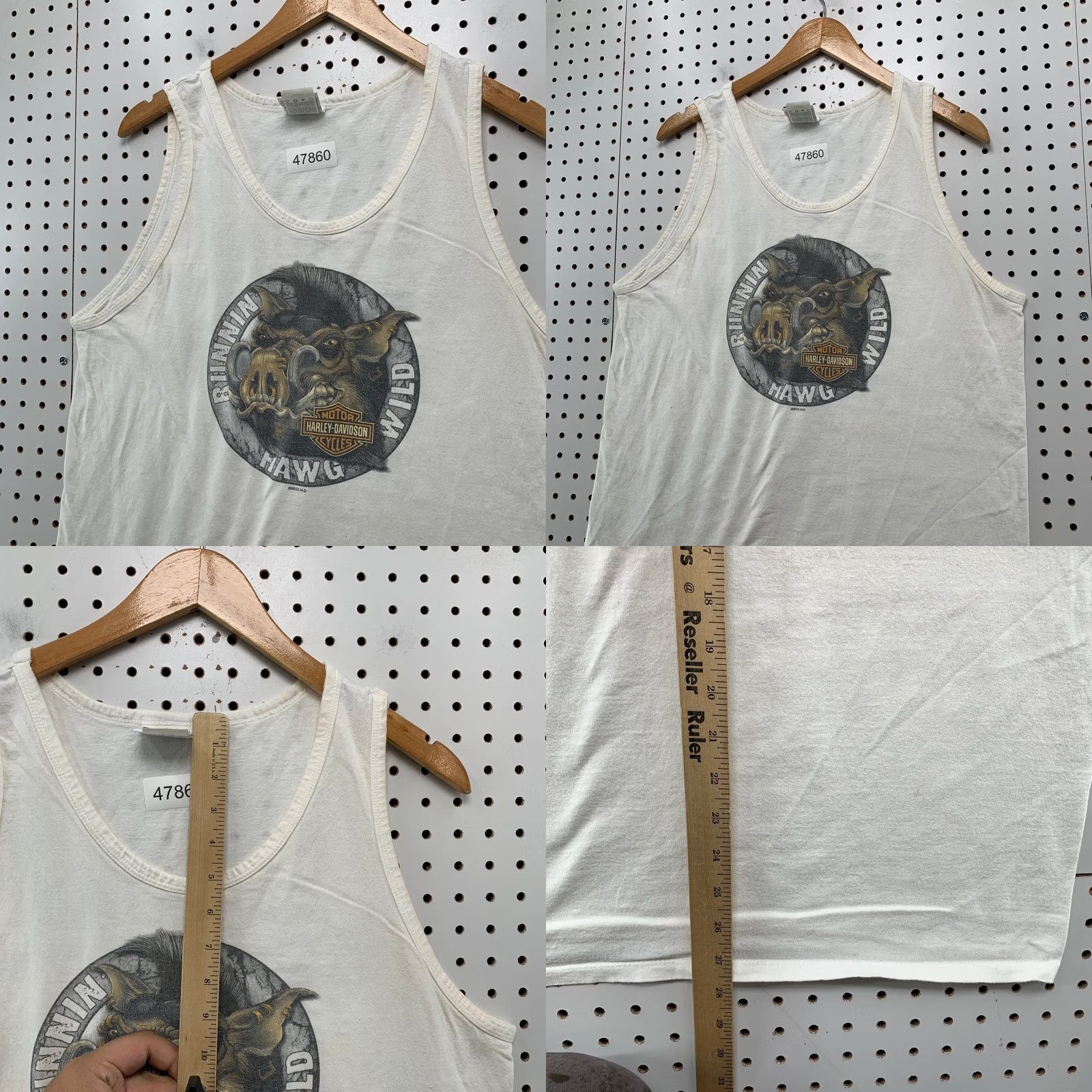 Harley Davidson VINTAGE Harley-Davidson Tank Shirt Mens L White HAWG HOG Wild KUAI Hawaii T-Shirt Mens Large White Size US L / EU 52-54 / 3 - 8 Thumbnail