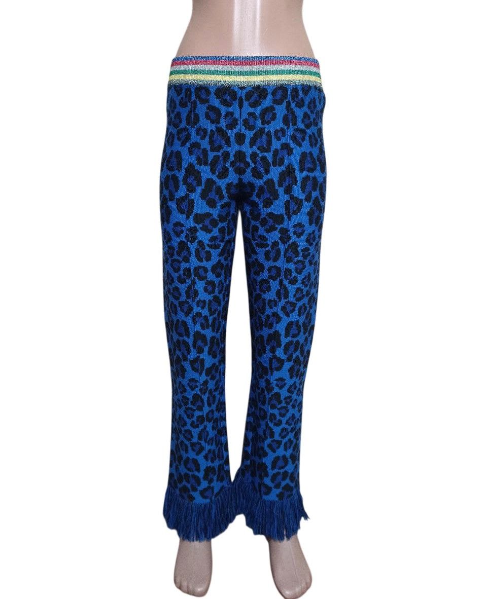 Alanui ALANUI Virgin Wool Blue Leopard Print Pants Sz XS Size 25" / US 0 / IT 36 - 1 Thumbnail