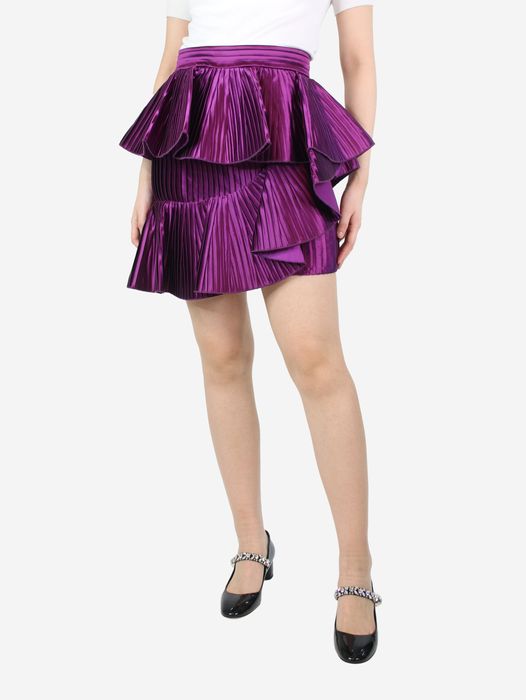 Balmain Purple satin pleated skirt - size UK 12 | Grailed