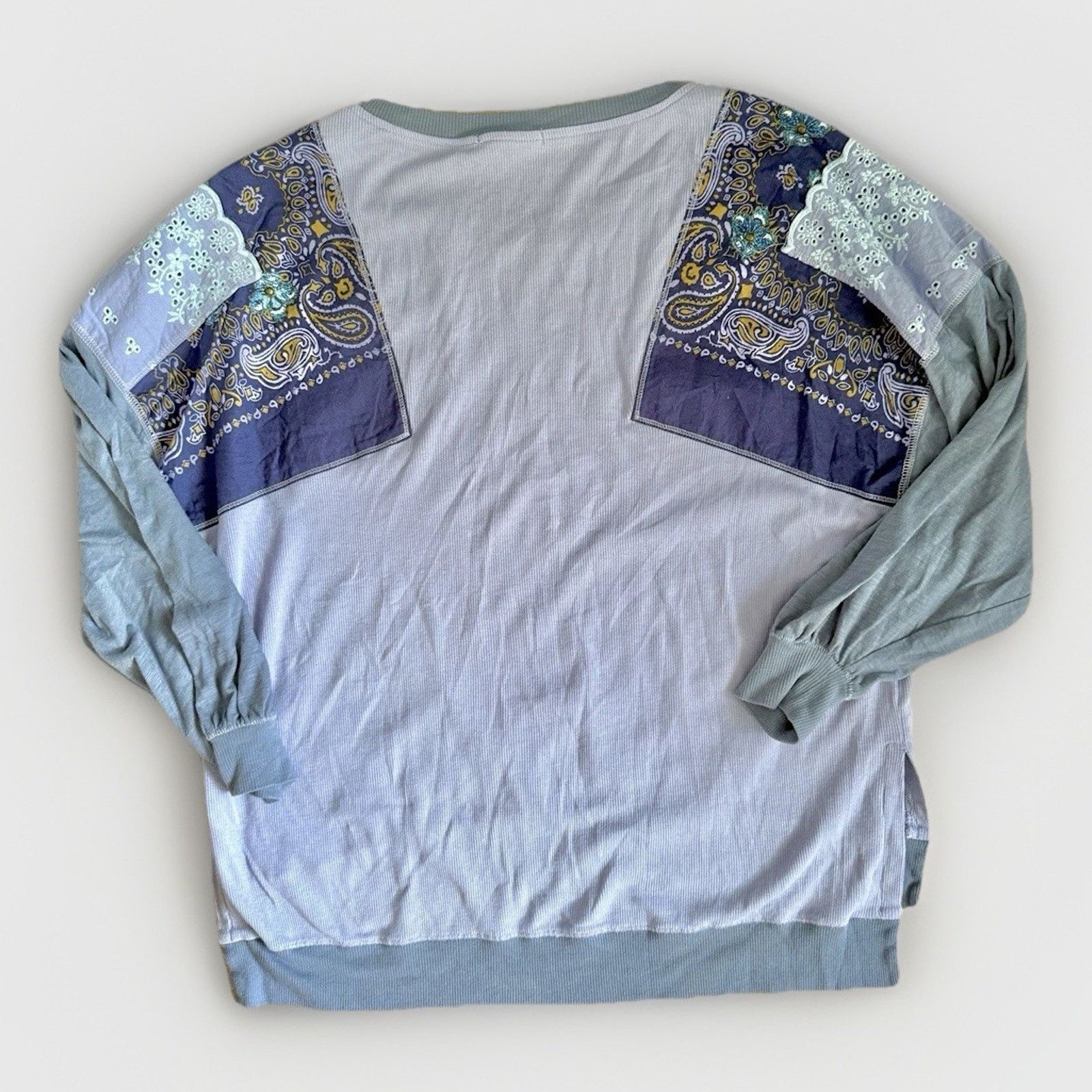 Free People Free People Women Top Shirt Medium Blue Scoop Neck Size M / US 6-8 / IT 42-44 - 6 Thumbnail