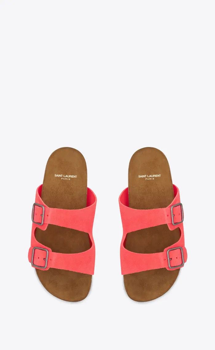 Saint Laurent Paris o1bcso1str1124 Flat Sandals in Pink Size US 9.5 / EU 42-43 - 3 Thumbnail