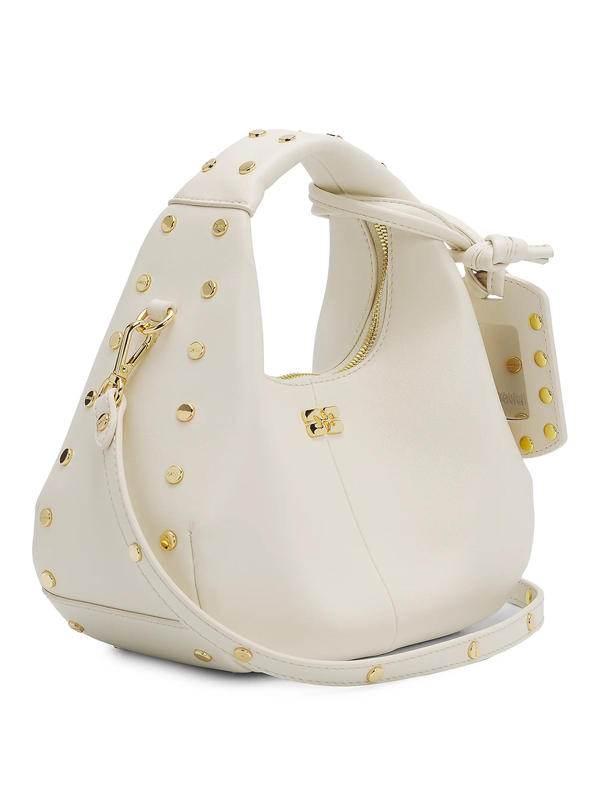 Ganni os11x0526 Size: OS / Mini Studded Hobo Bag in Ivory Size ONE SIZE - 6 Thumbnail