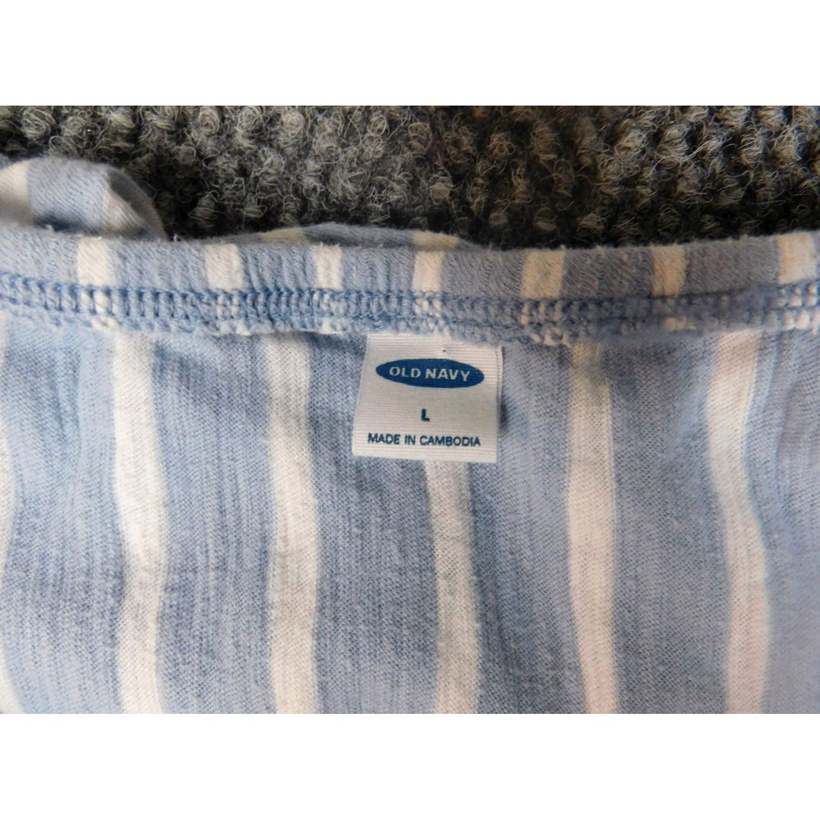 Old Navy Old Navy Womens Blouse L Blue Striped Crew Neck Pullover Dolman Sleeve Cotton Casual Regular Stretch Size L / US 10 / IT 46 - 6 Thumbnail