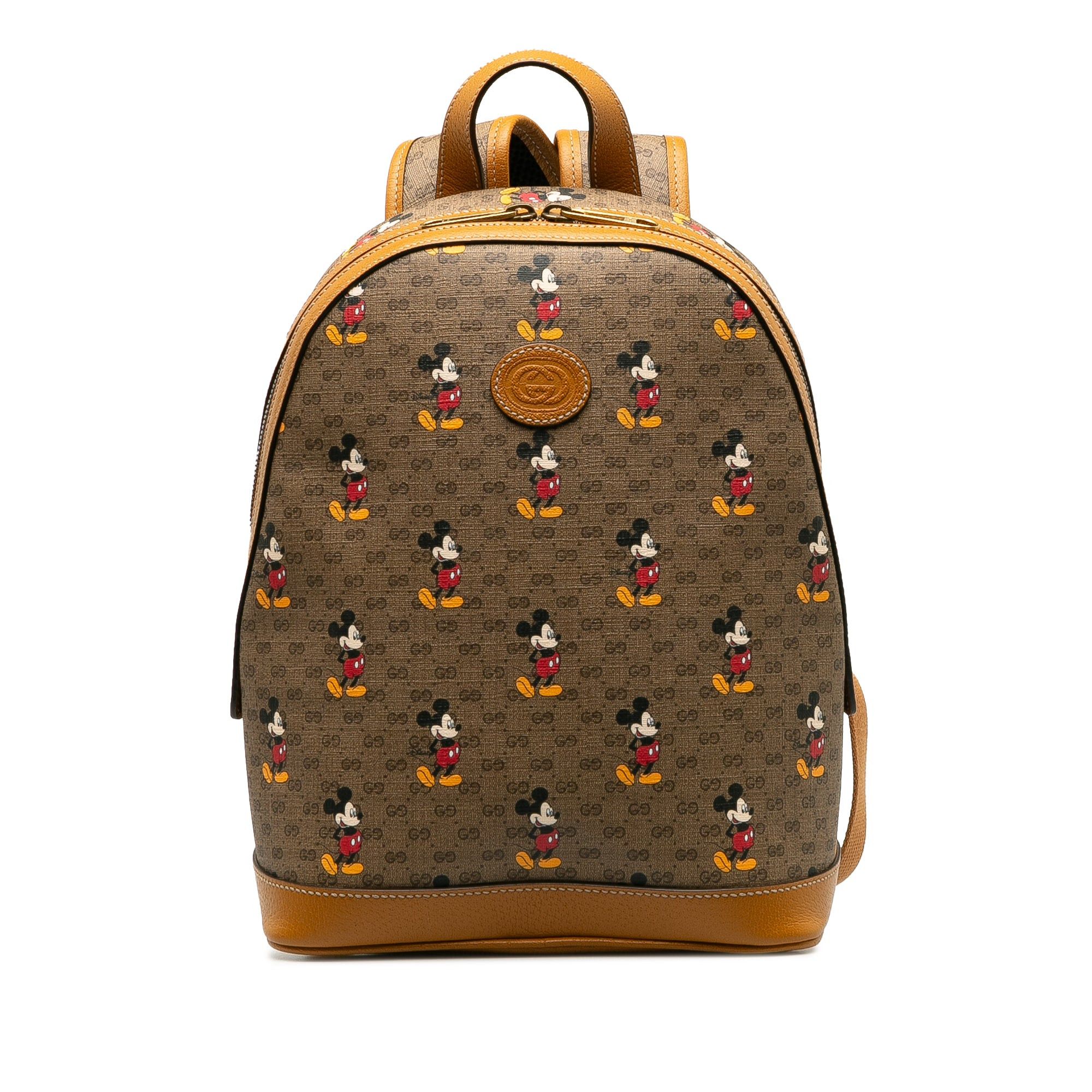 image of Gucci Micro GG Mickey Mouse Dome Backpack in Brown, Women's