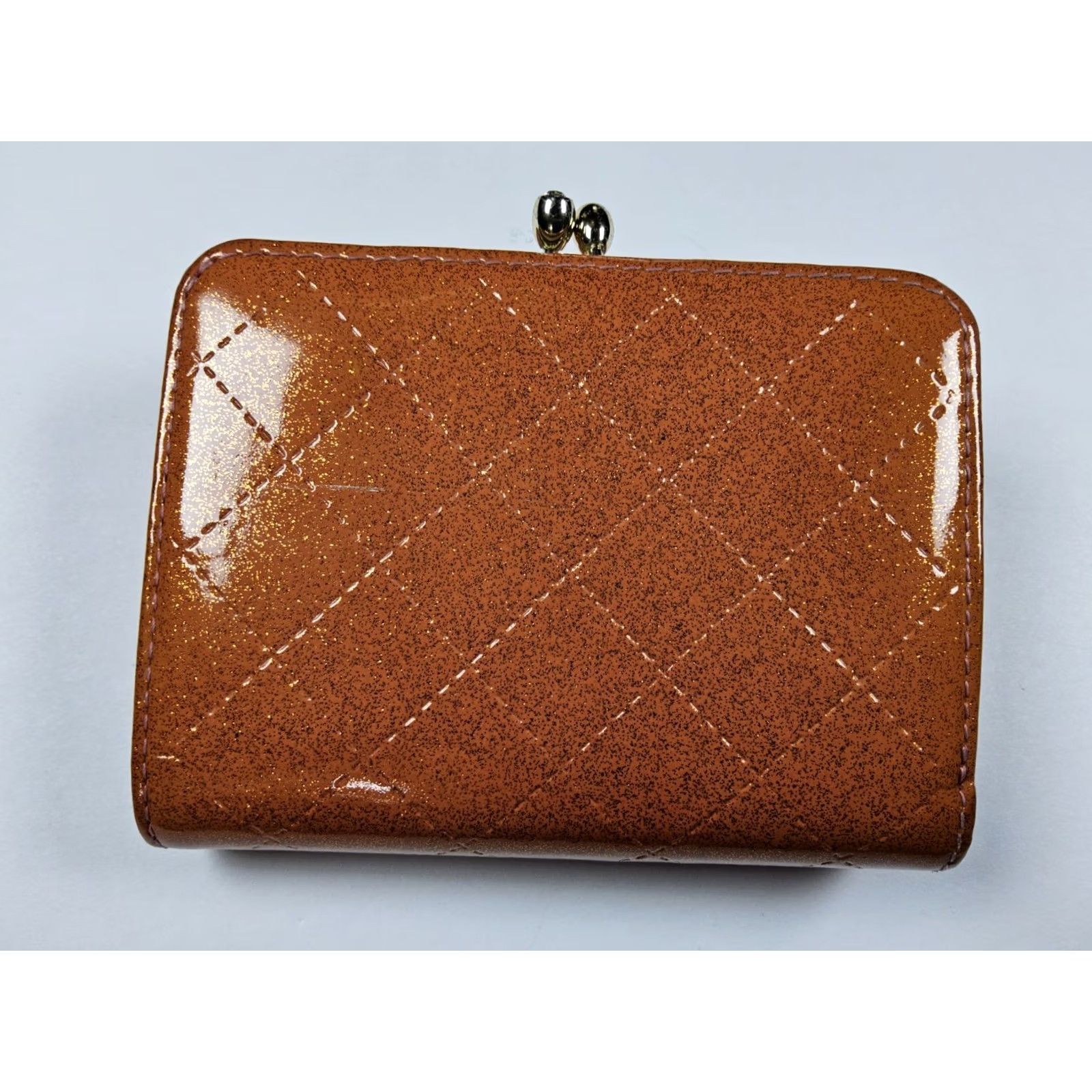 Vintage Rebecca Taylor Wallet Women's Orange Leather Patent Sparkle Glitter Size ONE SIZE - 4 Thumbnail