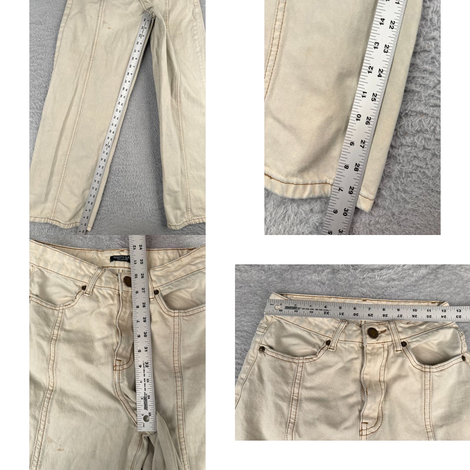 Nasty Gal Nasty Gal Jeans Women Beige Denim Wide-Leg 2 Mid Rise 24x30 Cotton Blend 5-Pocket Design Polyester? (note: avoid adding new info) Size 26" / US 2 / IT 38 - 8 Thumbnail