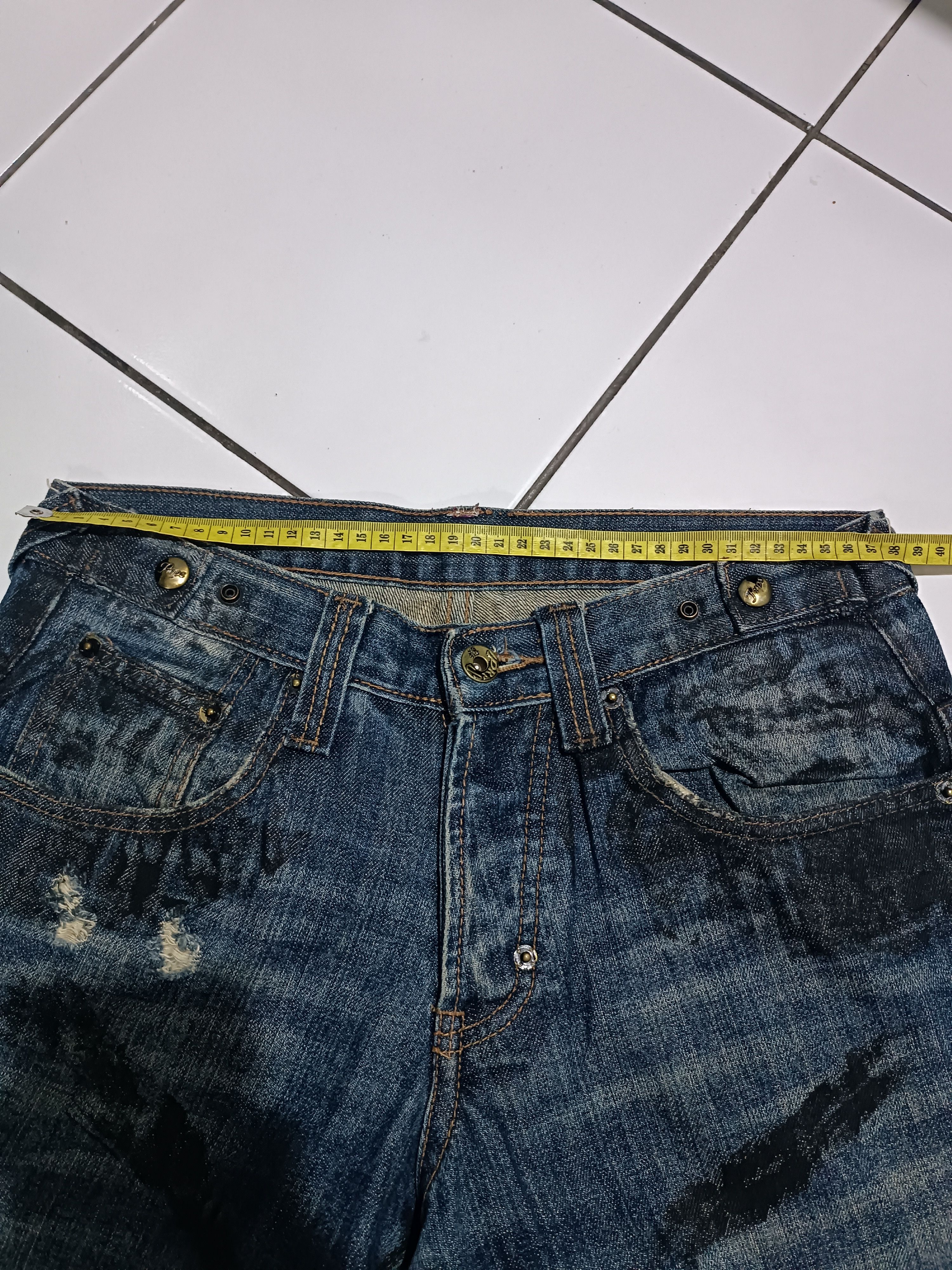 Japanese Brand Vintage Prps Noir Denim Distressed Waxed Coat Jeans Size US 28 / EU 44 - 11 Thumbnail