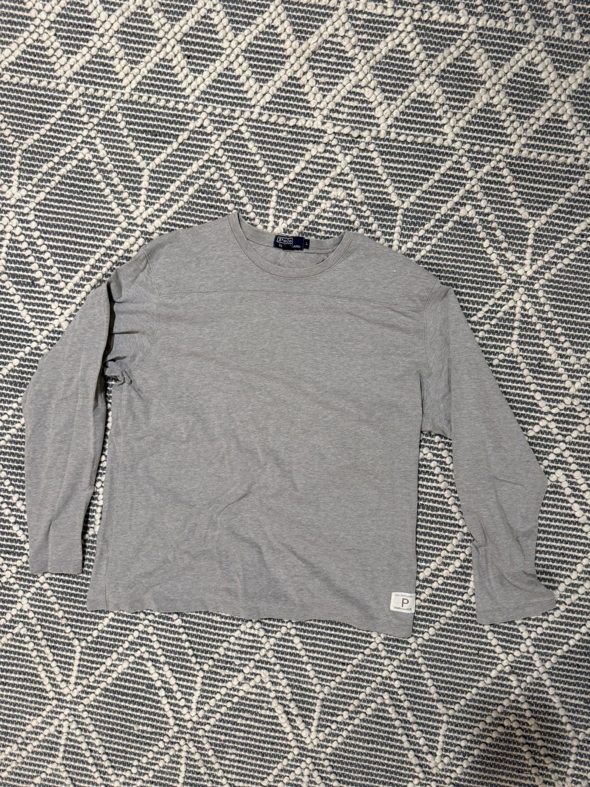 Polo Ralph Lauren Gray football top long sleeve shirt cotton grey Size US L / EU 52-54 / 3 - 1 Thumbnail