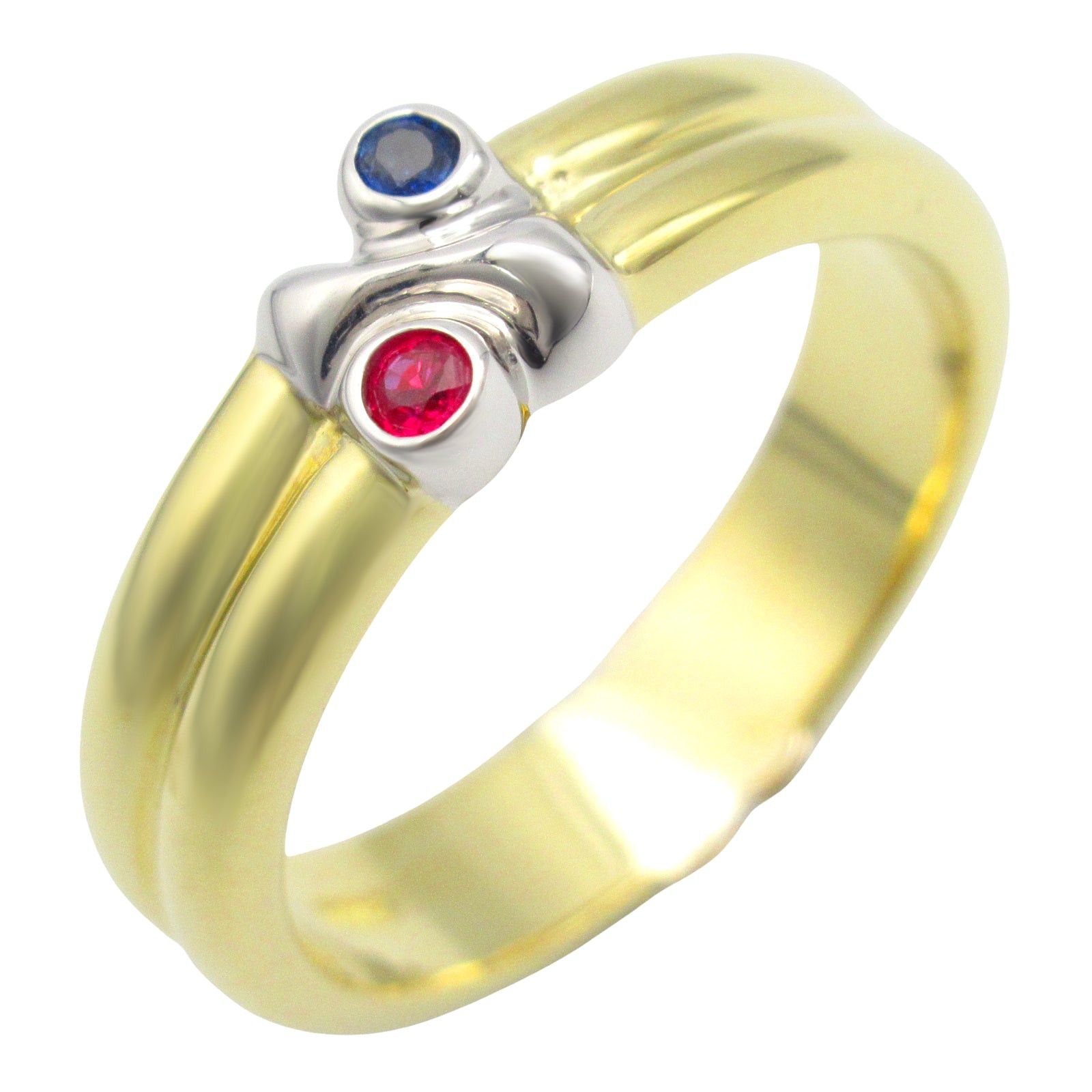 Tiffany Co Ruby Sapphire Signature Ring K18 (Yellow Gold) K18Wg (White Ruby/Sapphire Red Blue