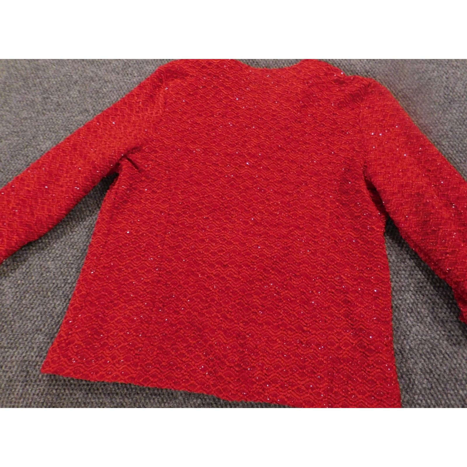 Vintage Alfred Dunner Womens Jacket 14 Red Solid Long Sleeve Knit Embroidered Stretch Mid-Length Regular Fall Spring Casual Designer Basic Jacket Mens? Size XL / US 12-14 / IT 48-50 - 7 Thumbnail