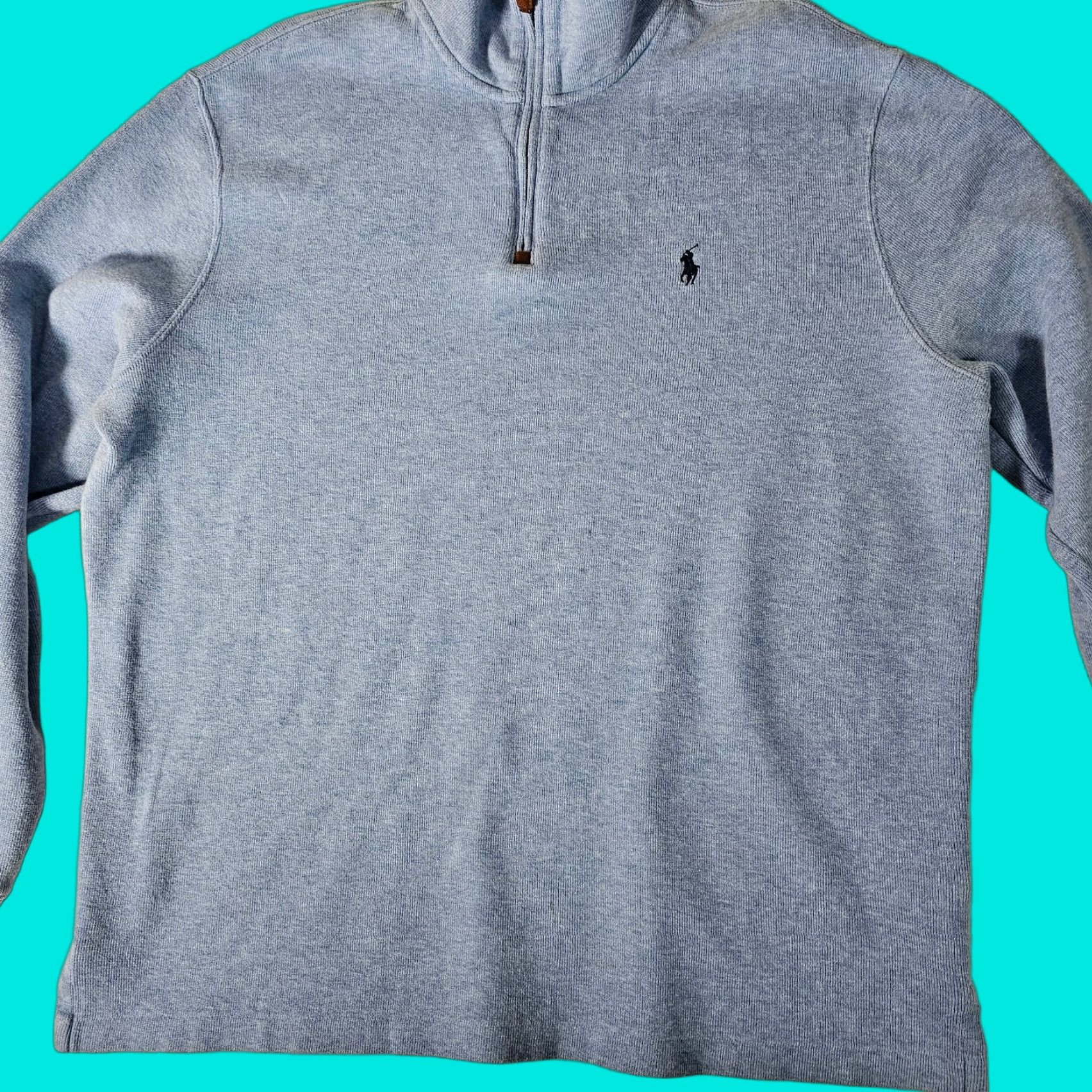 Ralph Lauren Polo Ralph Lauren Sweater 1/4 Zip Cotton Knit Sky Blue Adult XL Mens Size US XL / EU 56 / 4 - 1 Thumbnail
