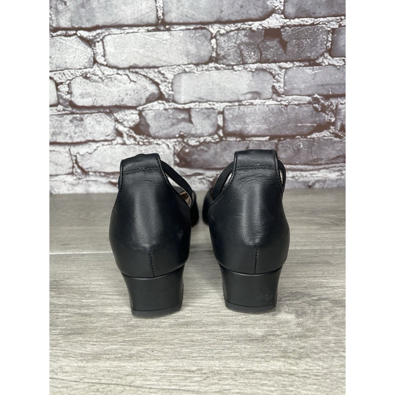 AGLINI AGL Attilio Giusti Leombruni Black Leather Pointed Strap Hee Size US 8.5 / IT 38.5 - 4 Thumbnail