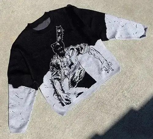 Japanese Brand Print ChainSaw Head Knitted Oversized Sweater Size US XL / EU 56 / 4 - 1 Thumbnail