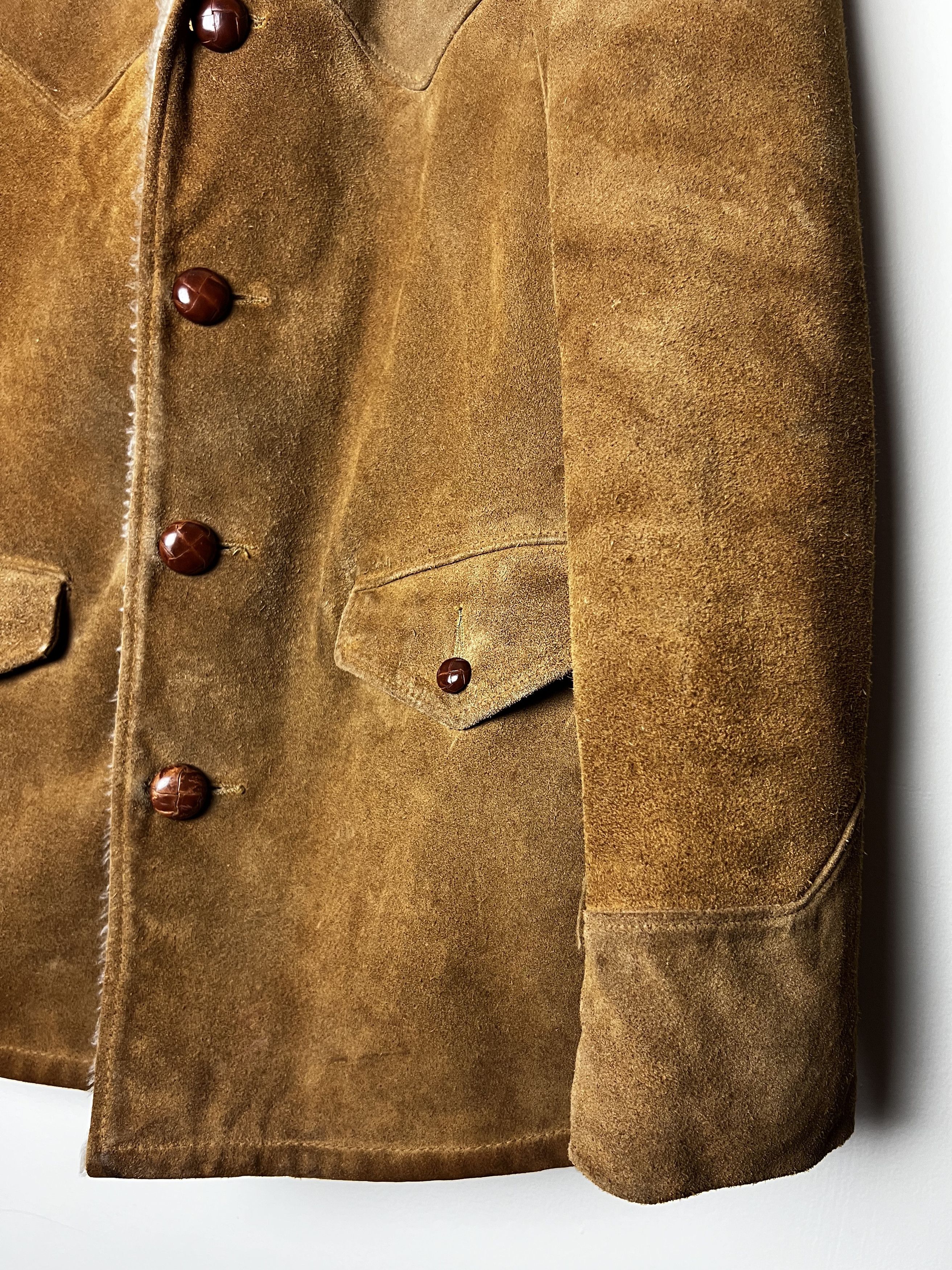 Vintage Vntg 60's Rancher Schott Bros. Brown Suede Sherpa Leather Size US S / EU 44-46 / 1 - 5 Thumbnail