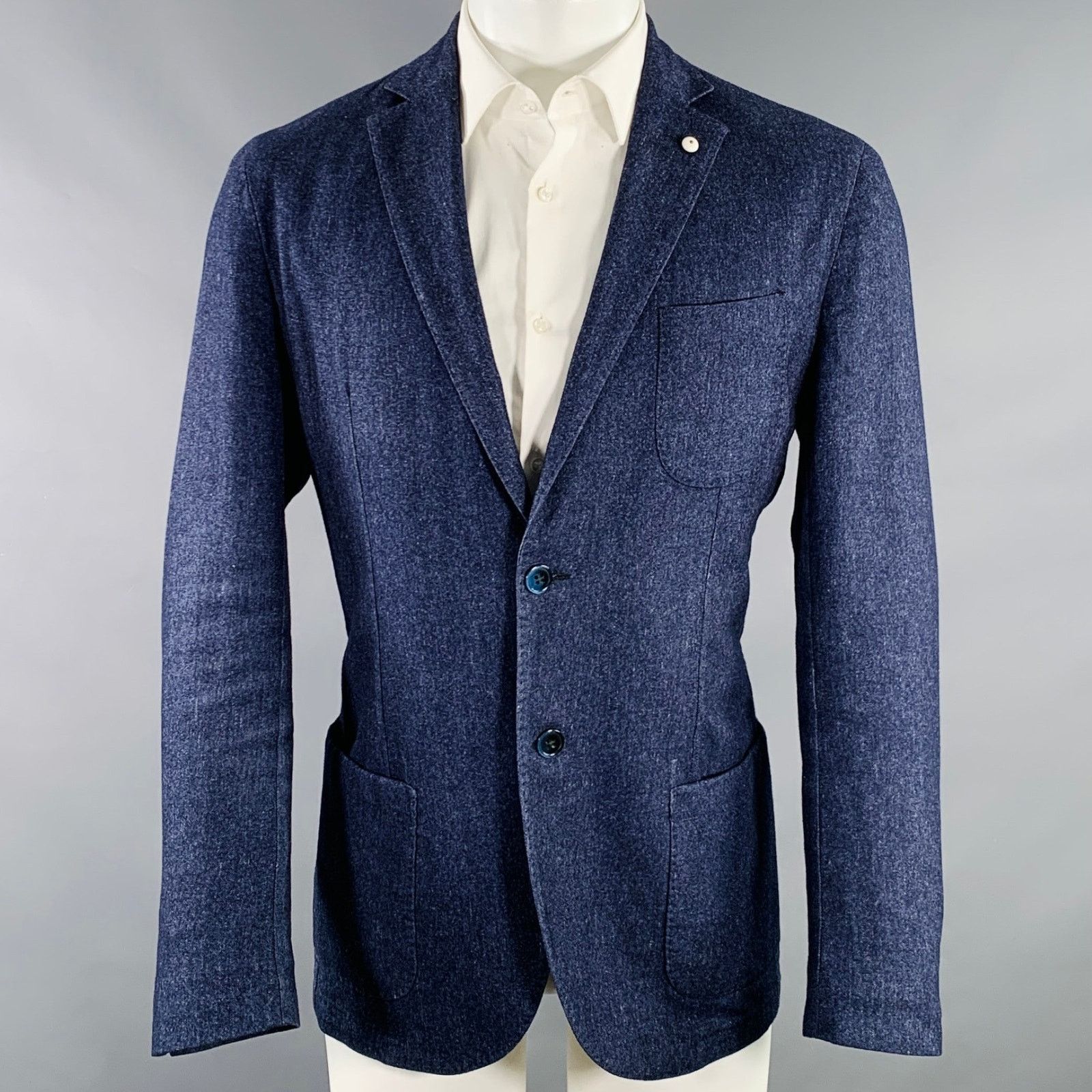 L.B.M. 1911 Size 40 Blue Wool Blend Single Breasted Sport Coat Size 40R - 1 Thumbnail