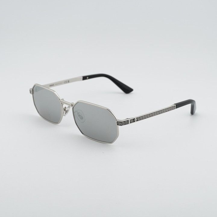 Versace Versace VE2297 1000/6G Sunglasses Silver Rectangle Frame Size ONE SIZE - 1 Thumbnail