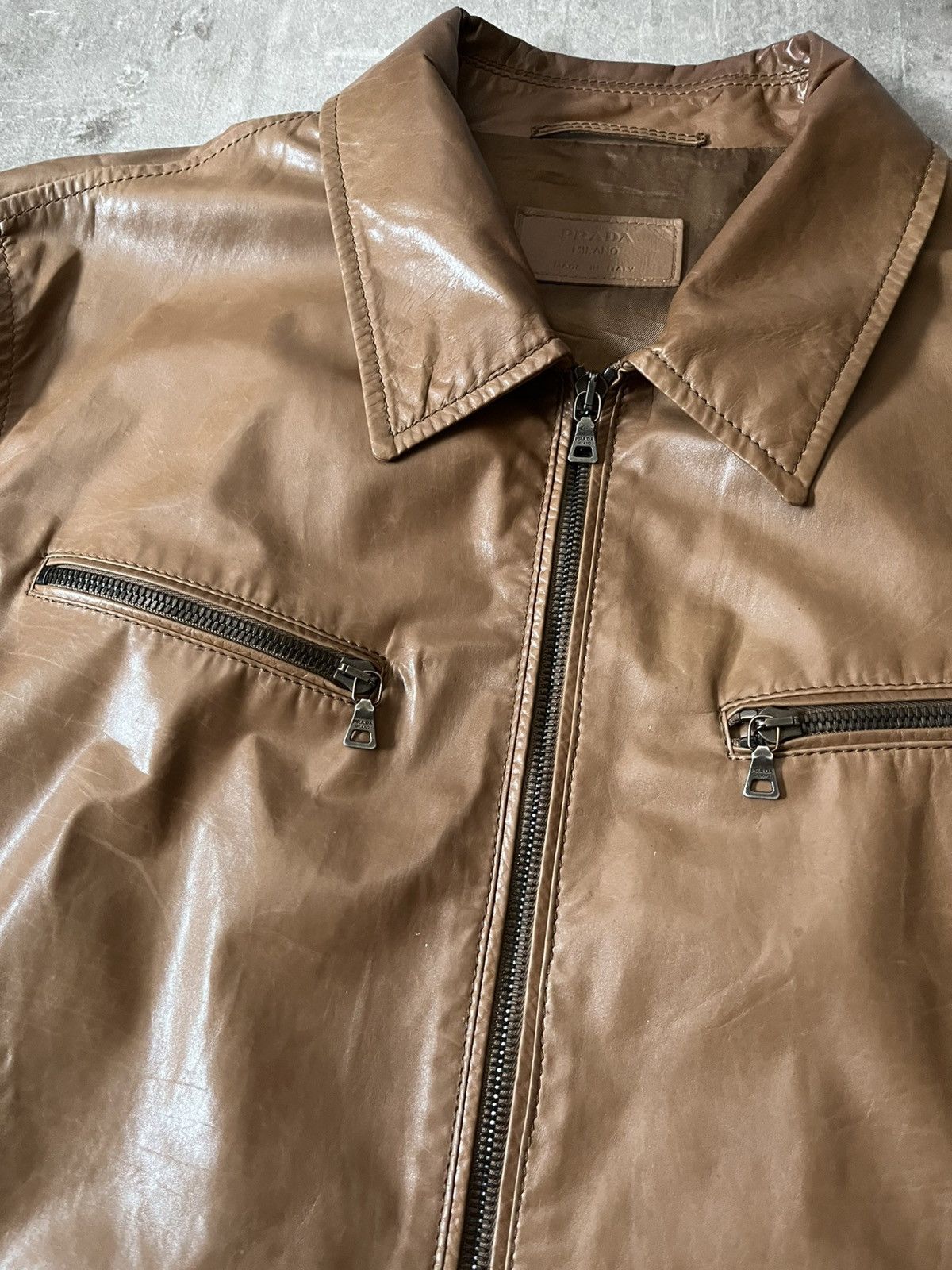 Prada Prada S/S 2006 brown soft lamb leather bomber jacket Size US L / EU 52-54 / 3 - 6 Thumbnail