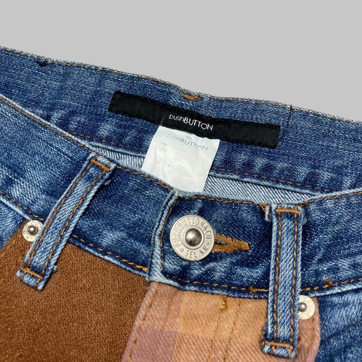 Japanese Brand × PPFM × semanticdesign PUSH BUTTON - Double Knee Jeans Y2K Unique Design Size US 28 / EU 44 - 5 Thumbnail