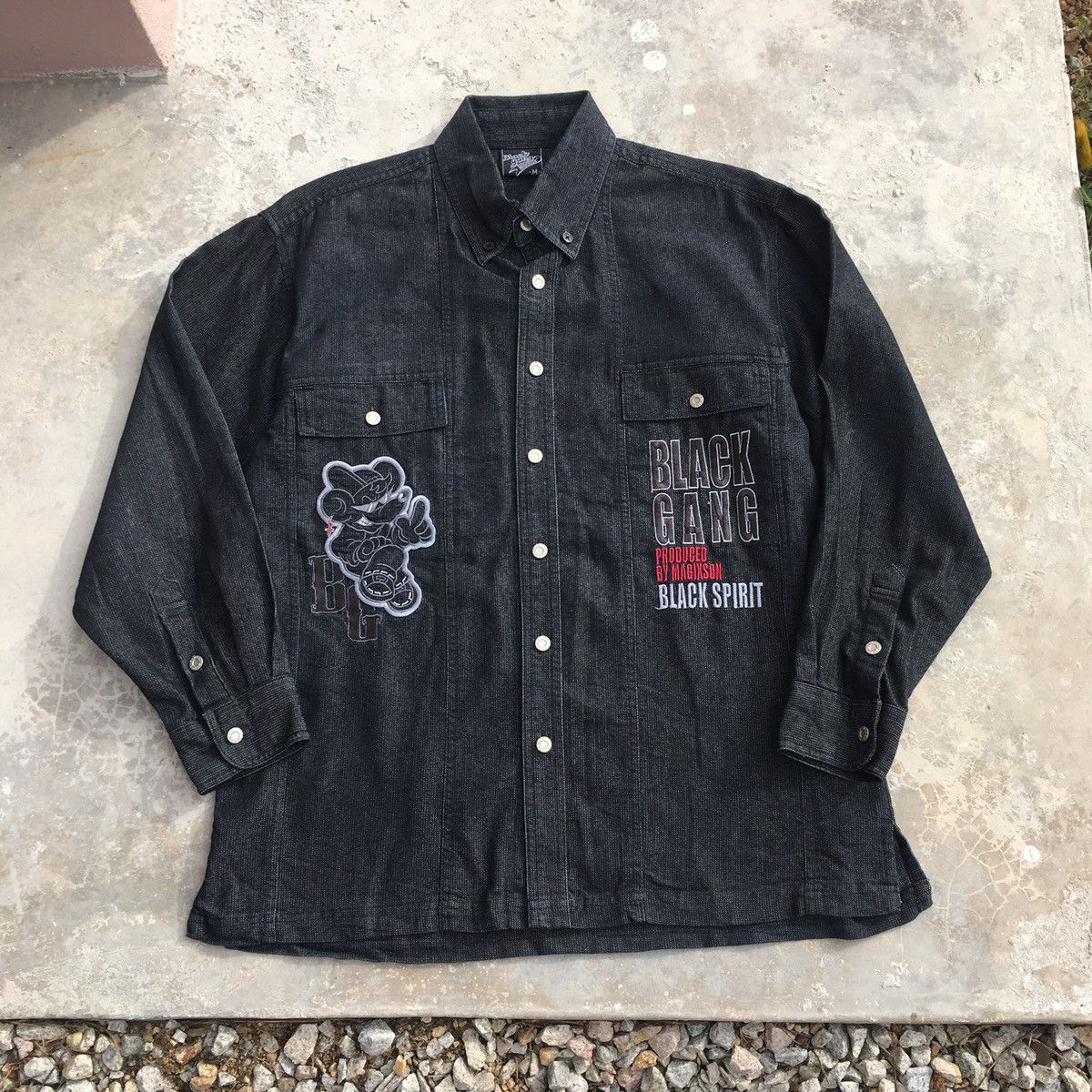 Japanese Brand Vintage Black Gang Magixson Button Ups Shirt Size US M / EU 48-50 / 2 - 1 Thumbnail