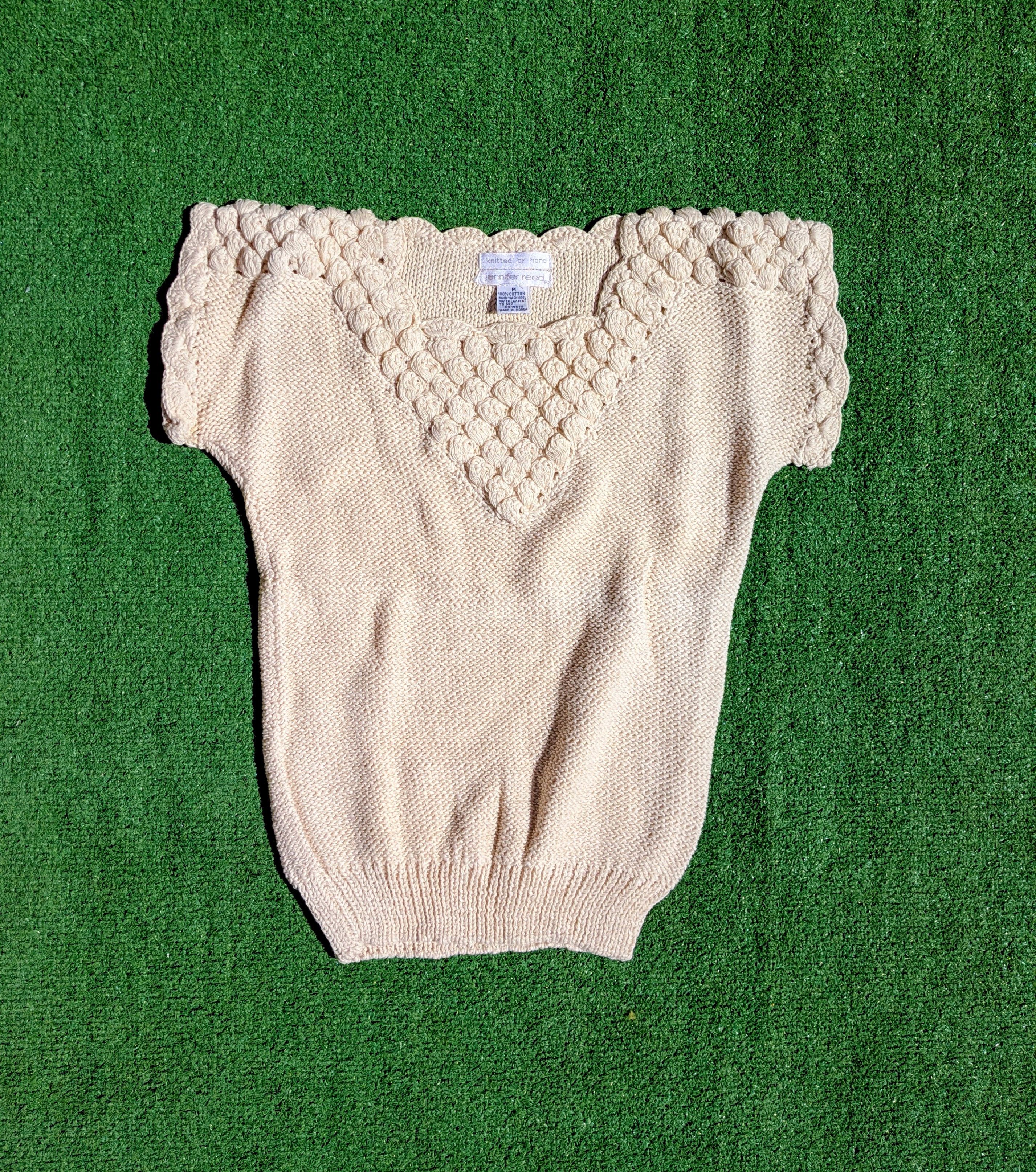 Other VTG Jennifer Reed 1980s Petite Hand Knit Cotton Sweater Top Size M / US 6-8 / IT 42-44 - 5 Thumbnail
