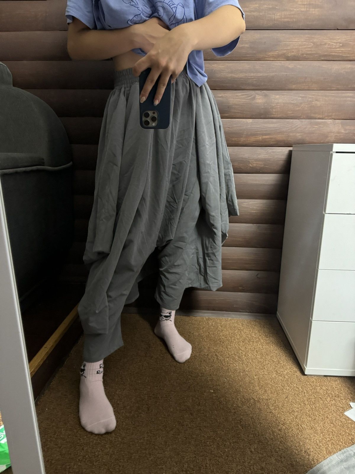Japanese Brand × Vintage Vintage Aakasha Layered Skirt Pants Drop Crotch Sweat Jogger Size US 32 / EU 48 - 8 Thumbnail